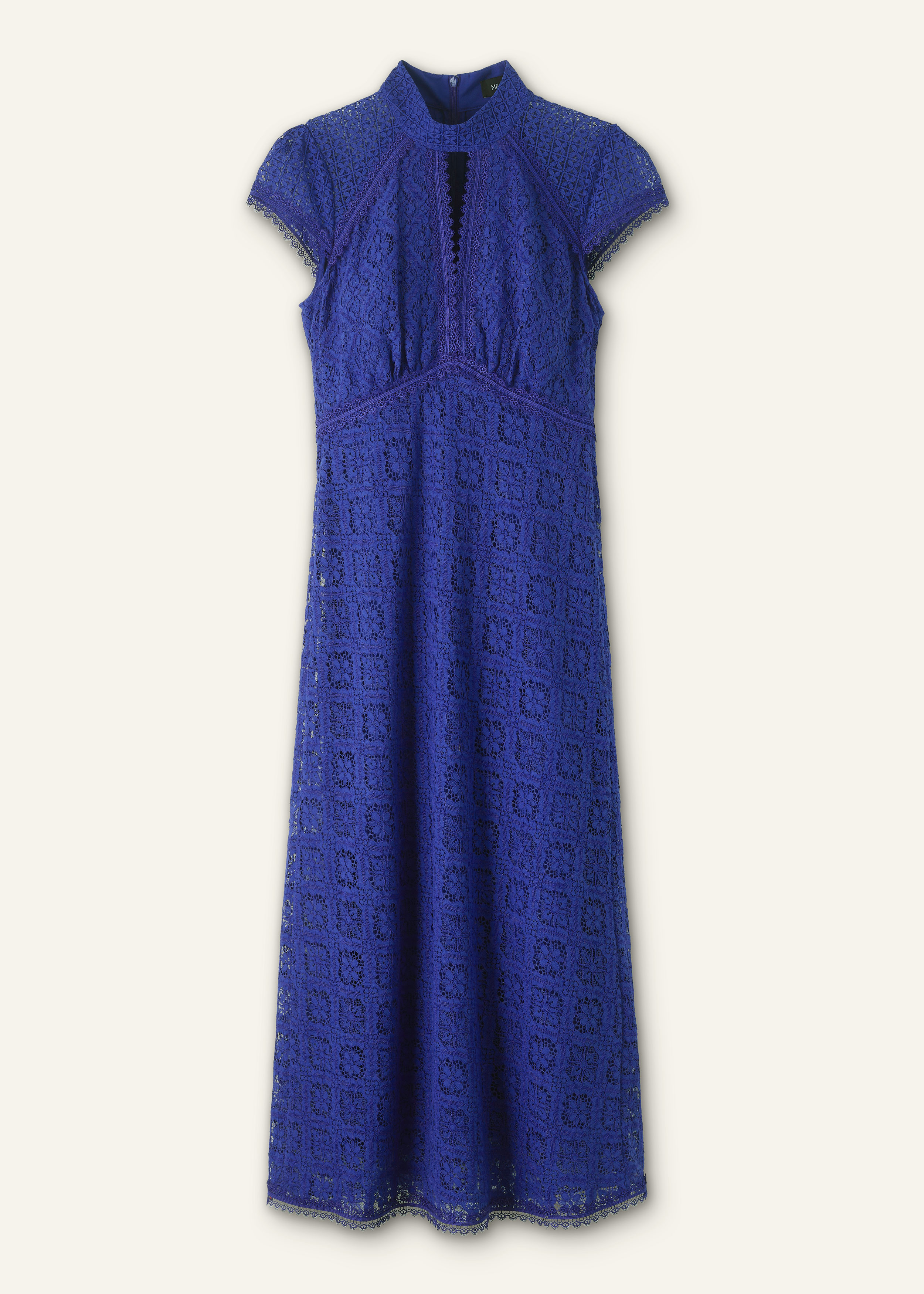 princess polly baby blue dress Women's Blue Lace Cap Sleeve Midi Dress