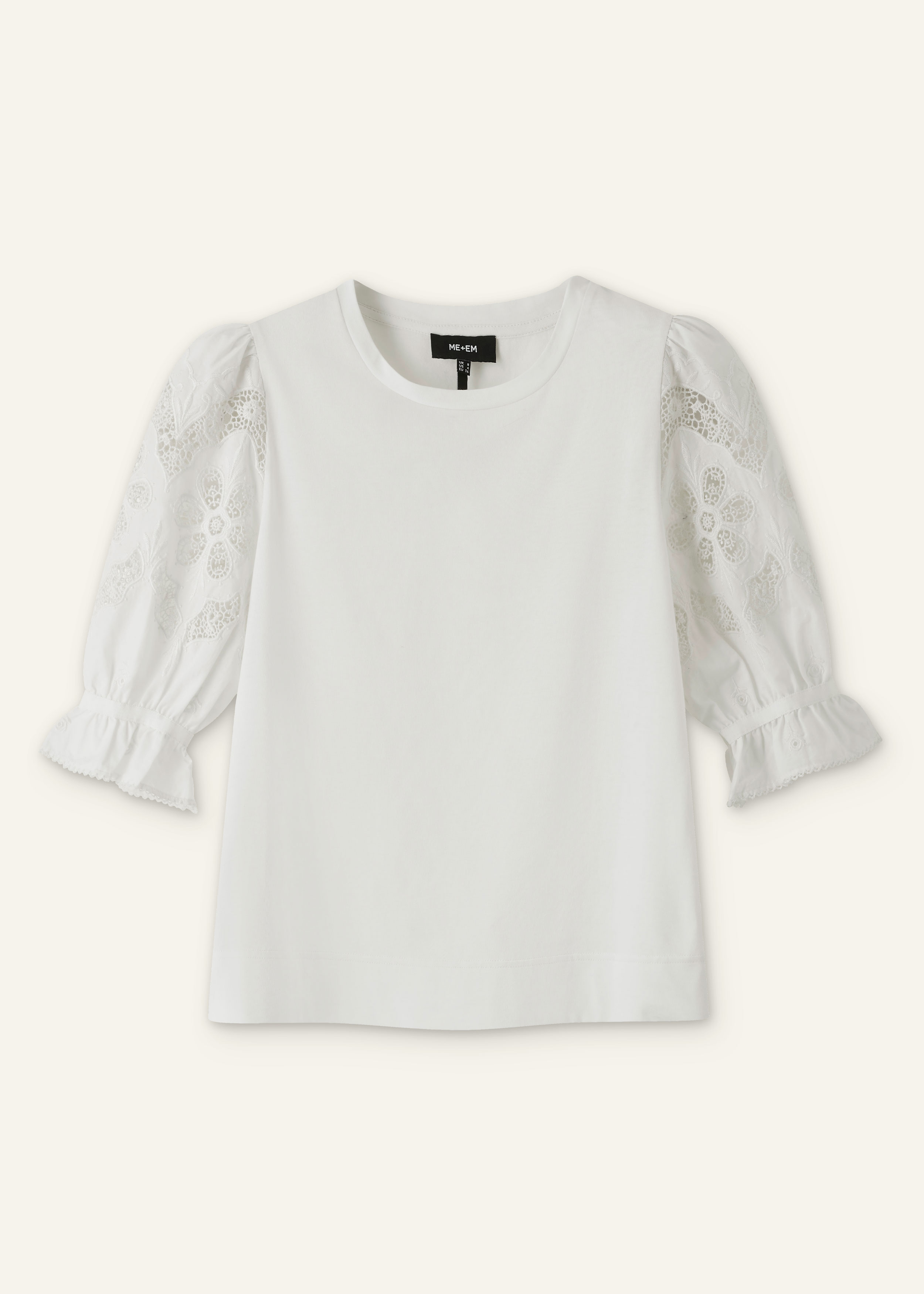 【MODIMOOD】PUFF LACE TOP MODA NOVA Junior's Round Neck Long Sleeve Semi Sheer Floral
