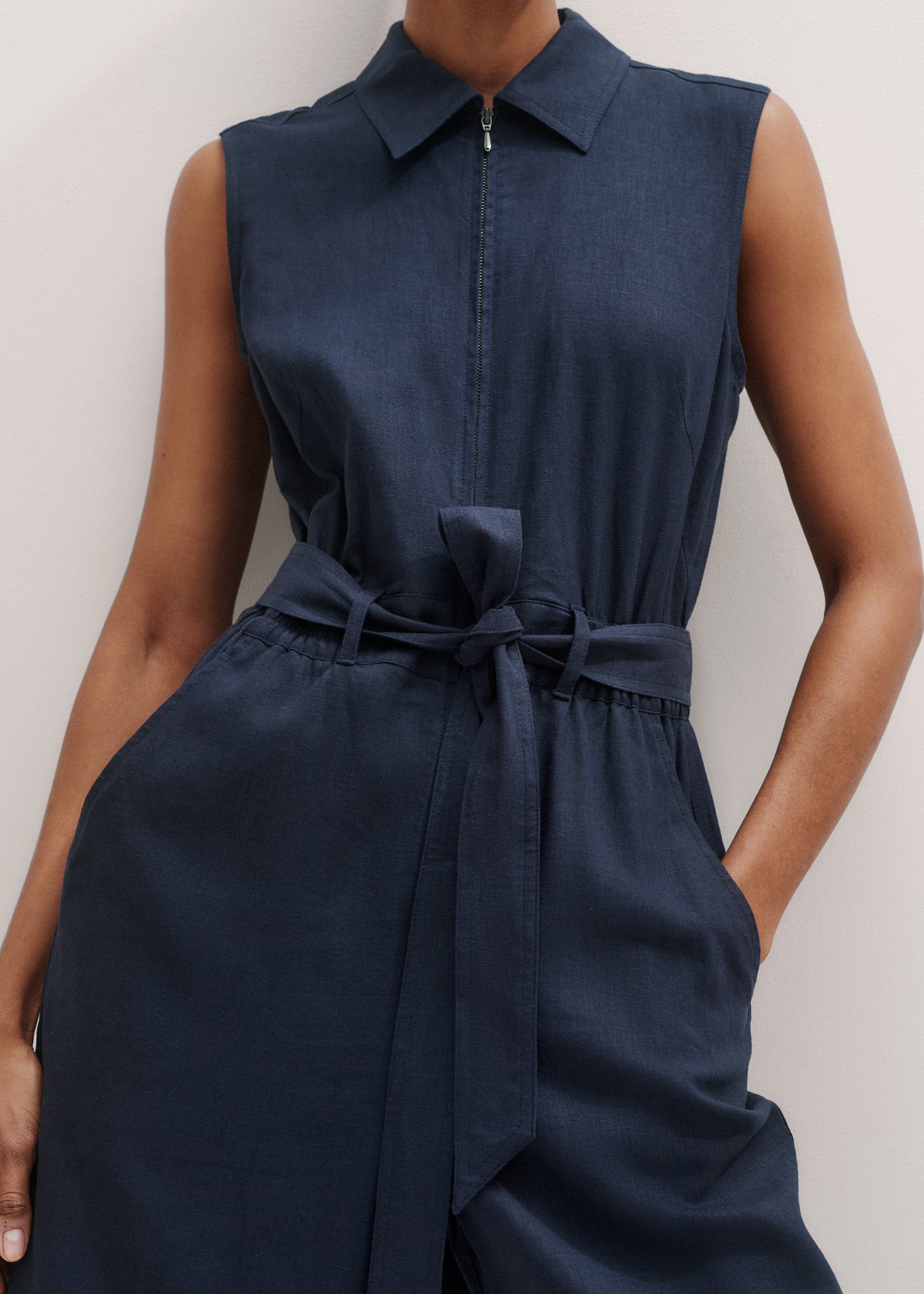 Women's Navy Sleeveless Jumpsuit + Belt | ME+EM
