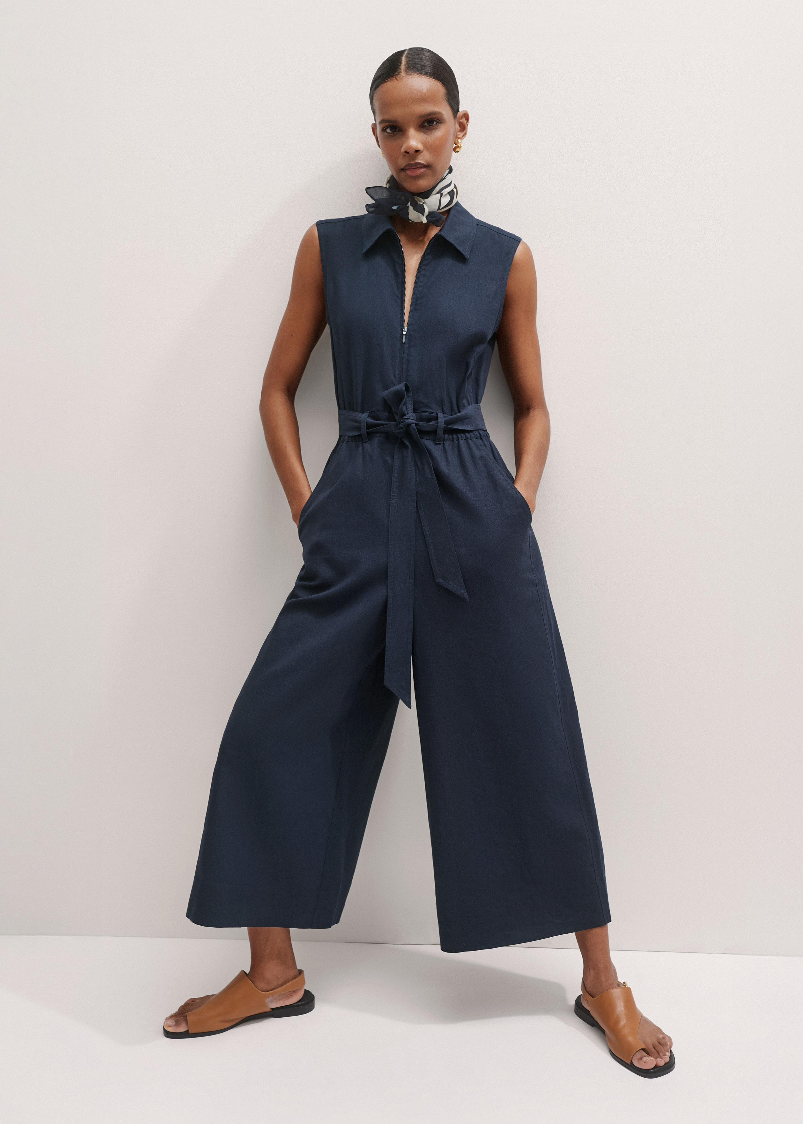 パンツ NEAT 777 Jumpsuit Navy S black jersey Handy long jumpsuit | Agnès b.