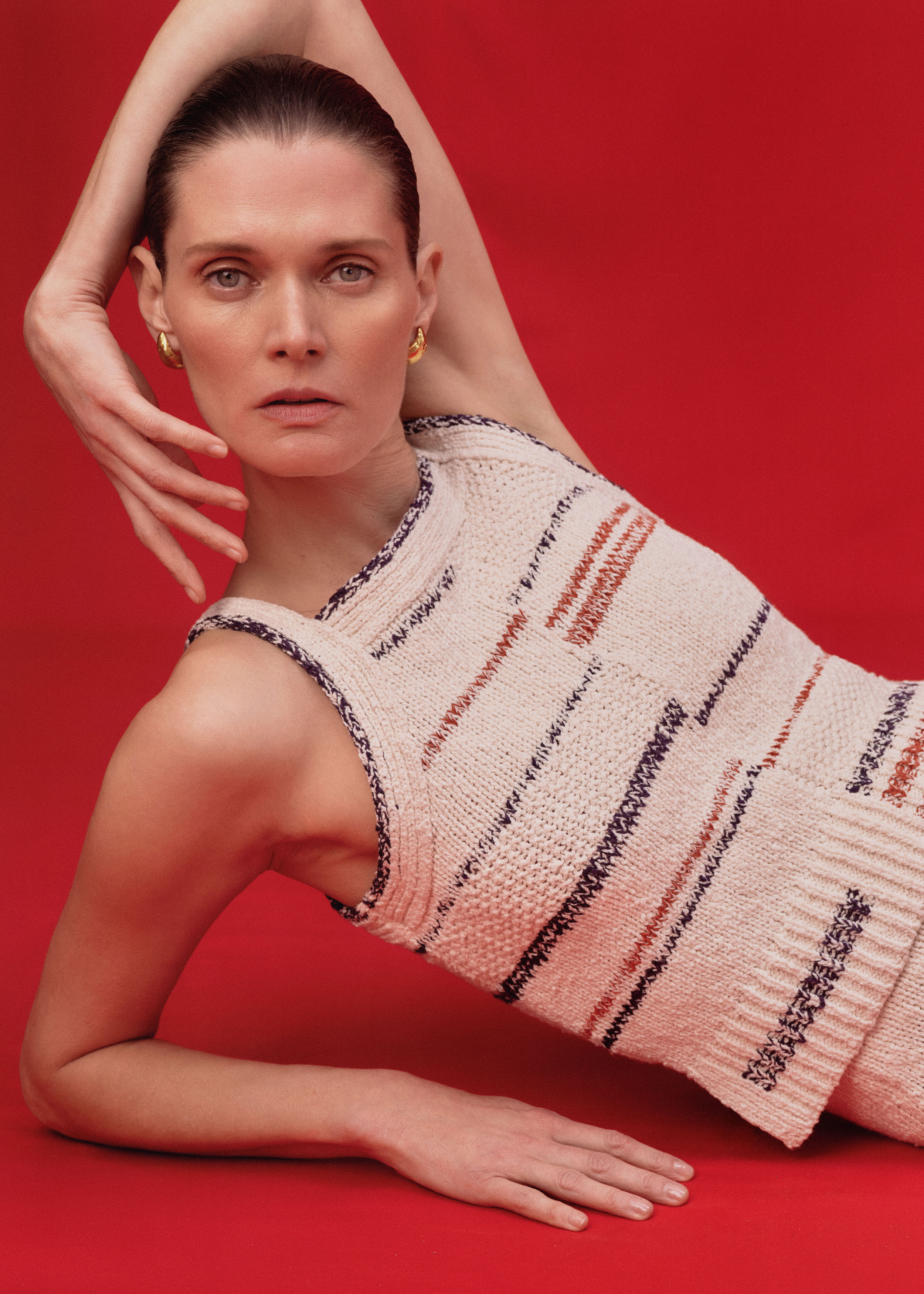セール 登場から人気沸騰 Women's Cream Bouclé Stripe Knit Top | ME+EM トップス
