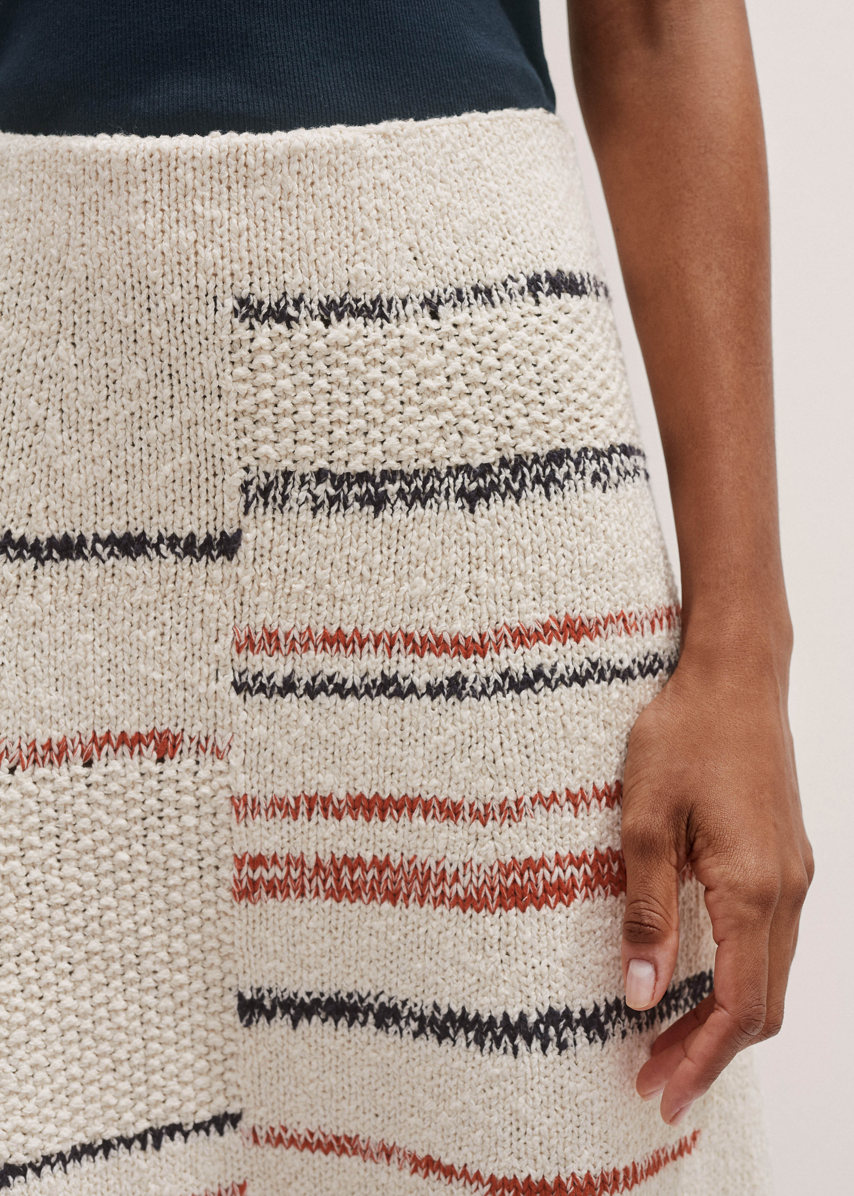 Women's Cream Bouclé Stripe Knit Maxi Skirt | ME+EM
