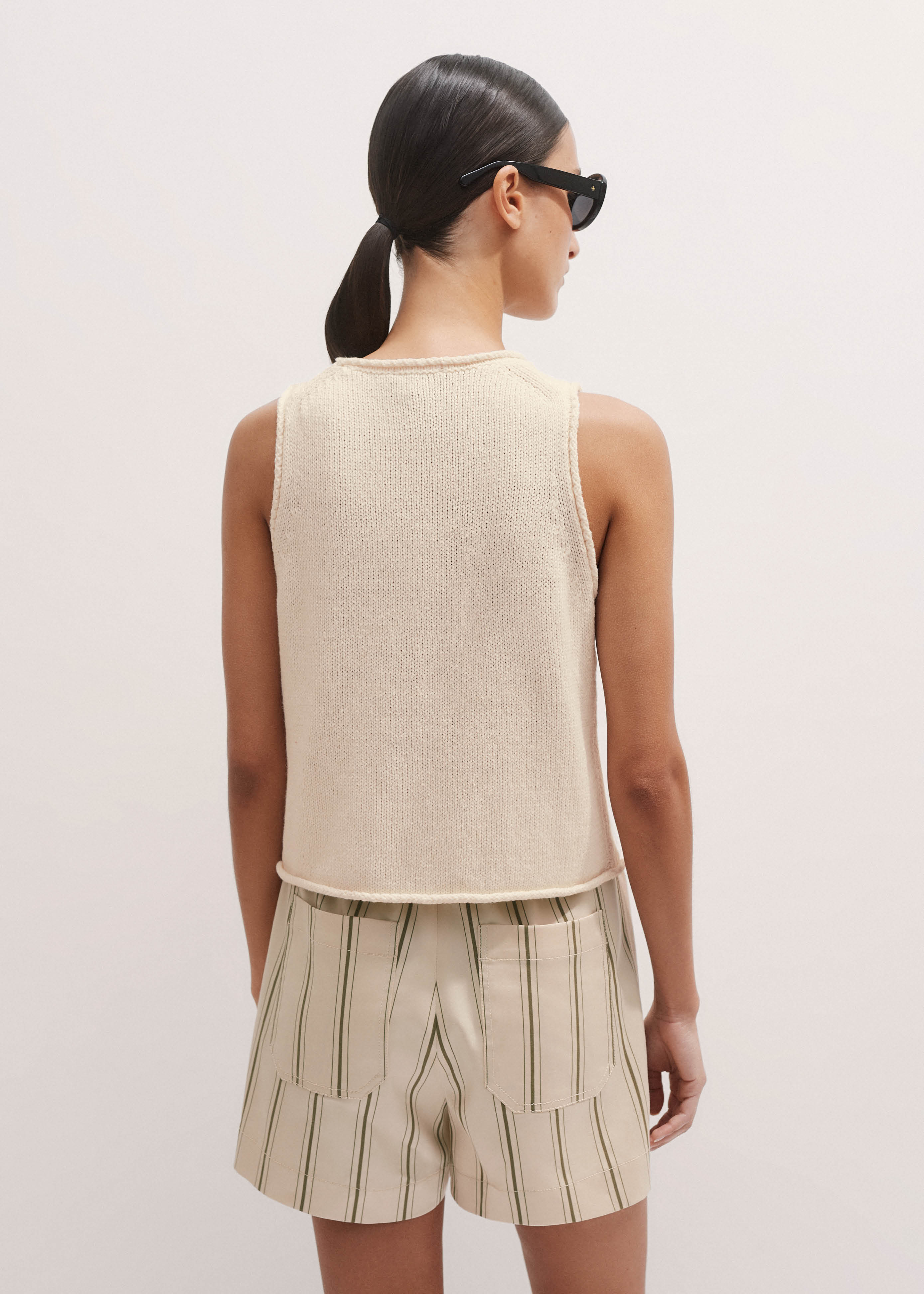 Women's Cream Chunky Knit Vest | ME+EM