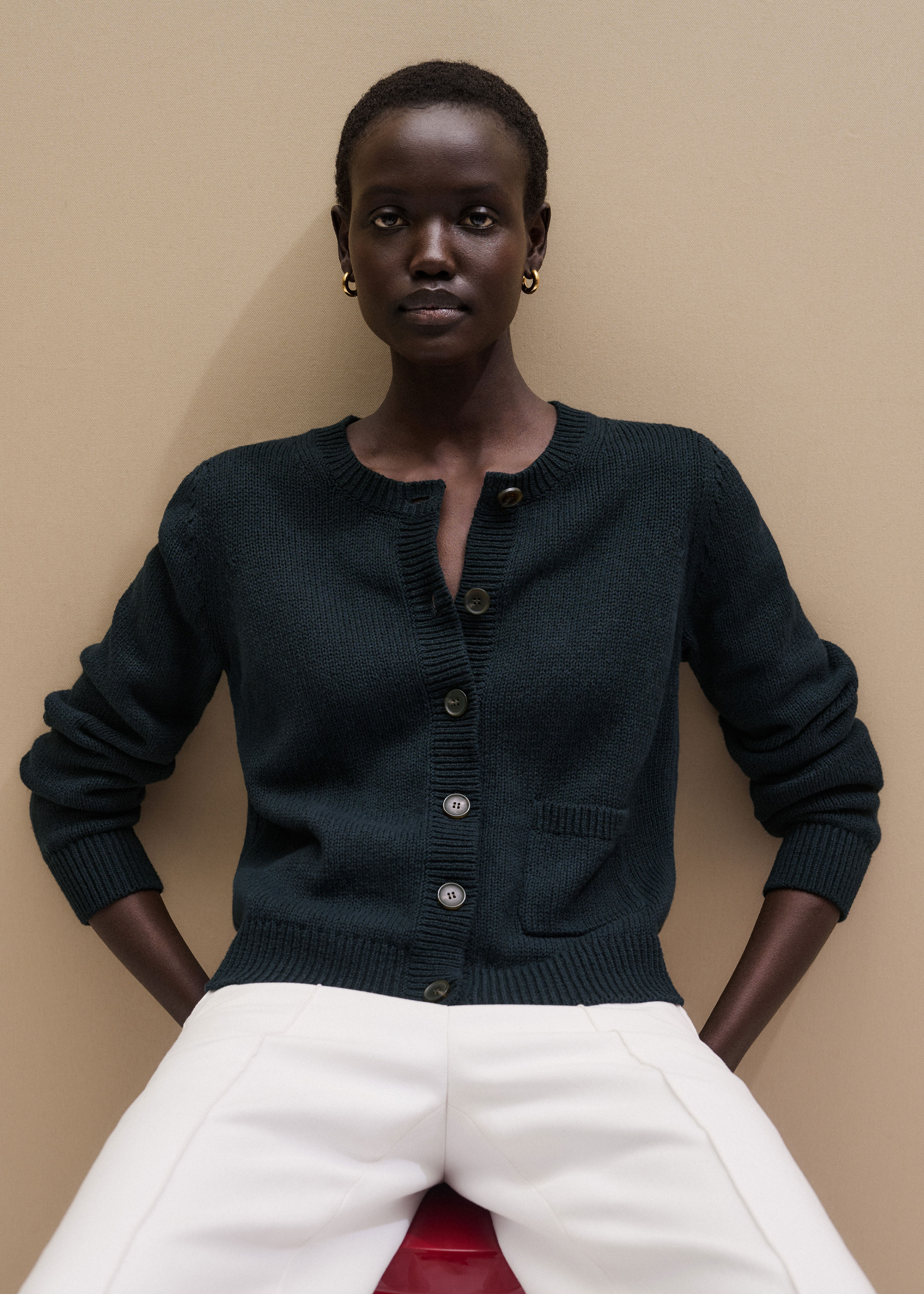 Me+em Boxy Knit Cardigan Navy In Blue