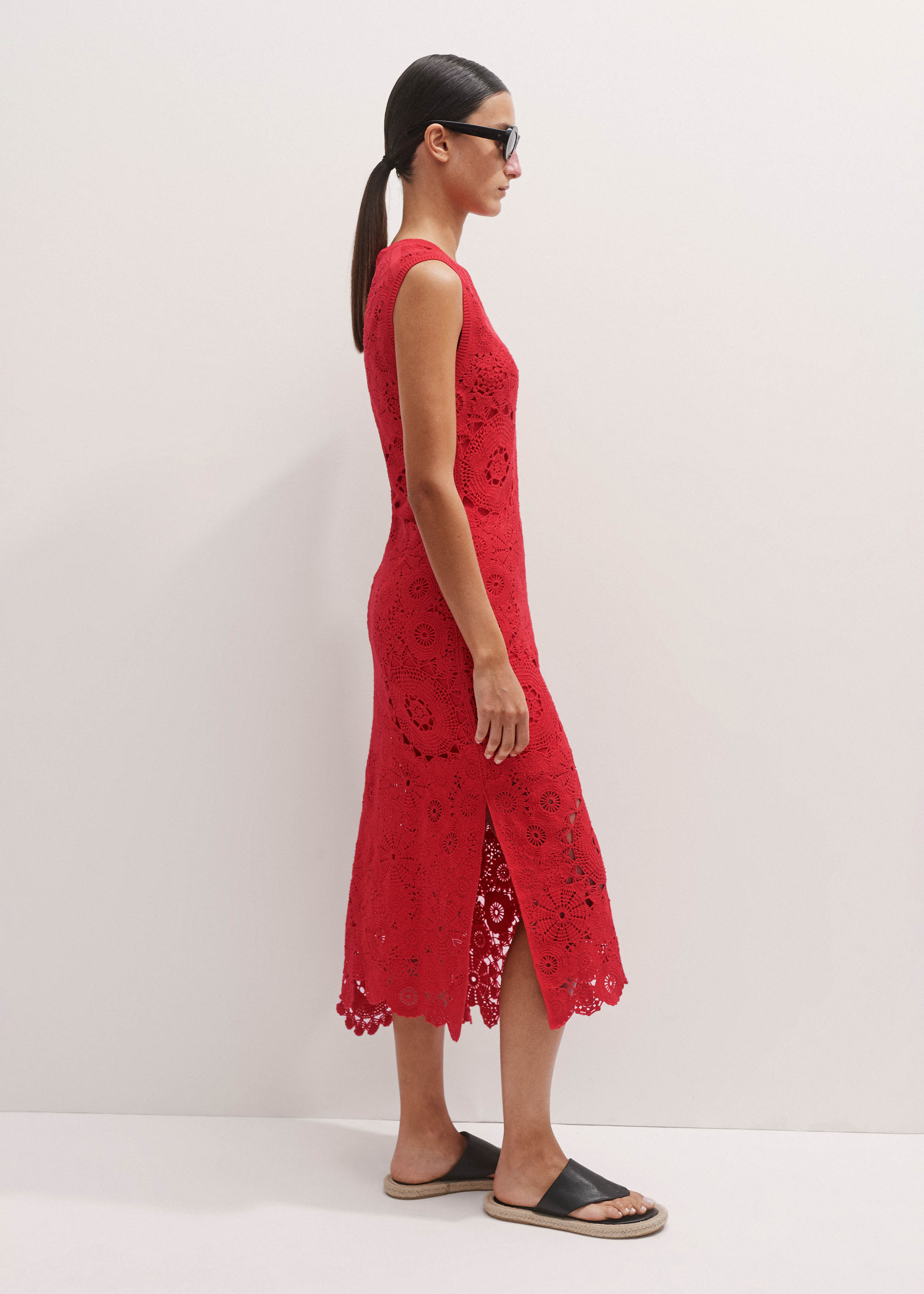 crochet lace irregular dip hem slip dress crochet dip hem dress 2026 Cheap Sale