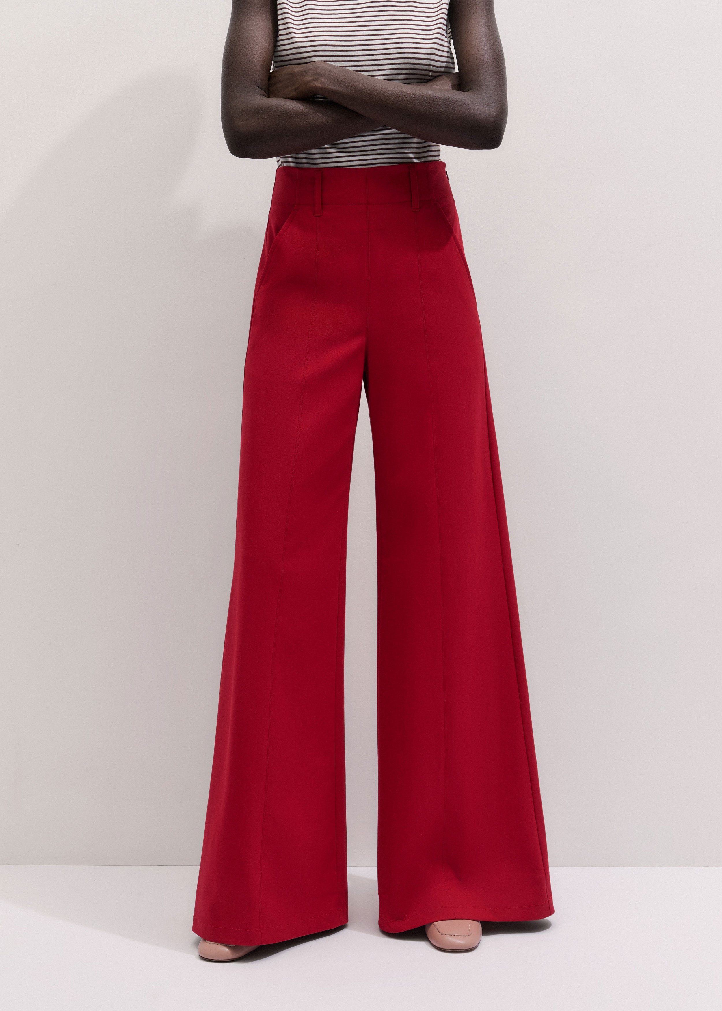 Women's Red High Waist Wide-Leg Pant | ME+EM Women's Red High Waist Wide-Leg Pant | ME+EM