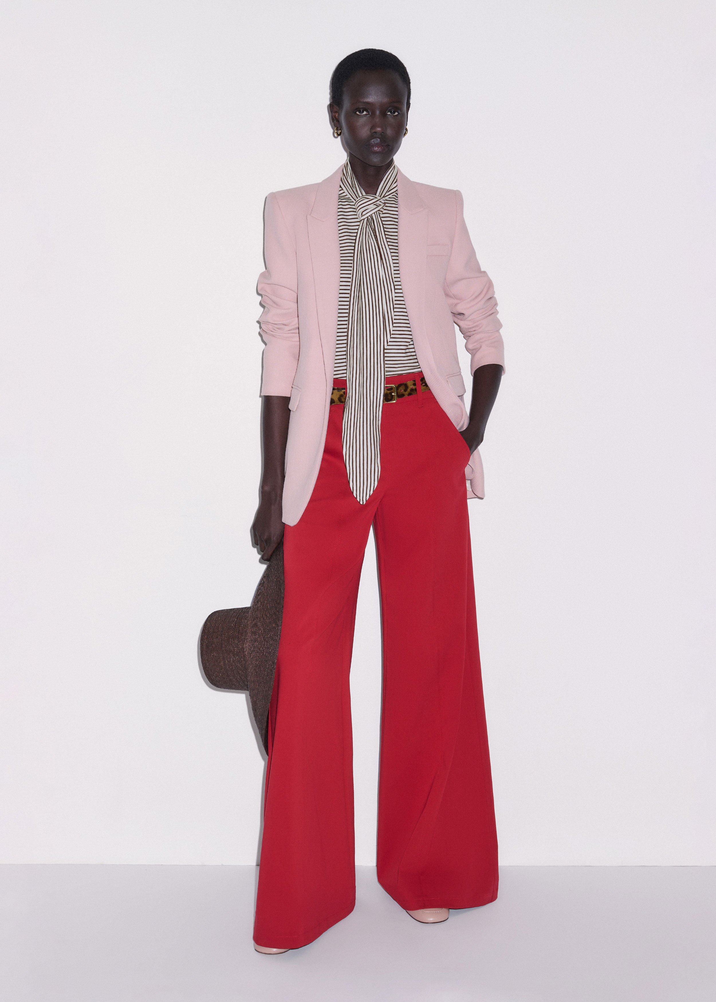 Women's Red High Waist Wide-Leg Pant | ME+EM