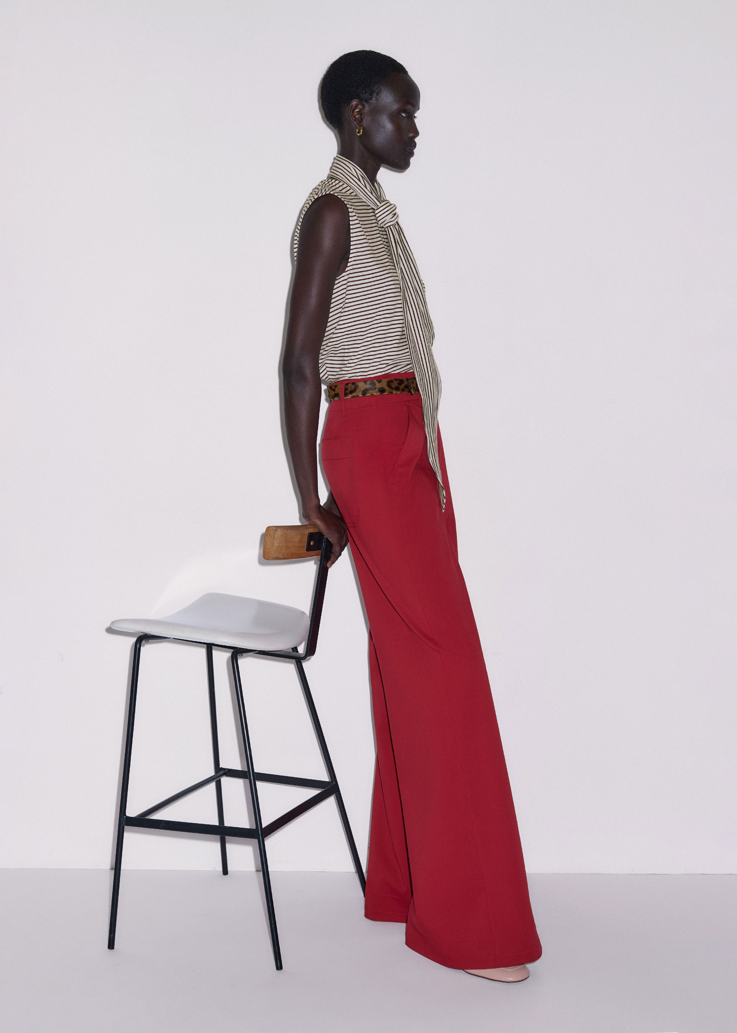 Women's Red High Waist Wide-Leg Pant | ME+EM