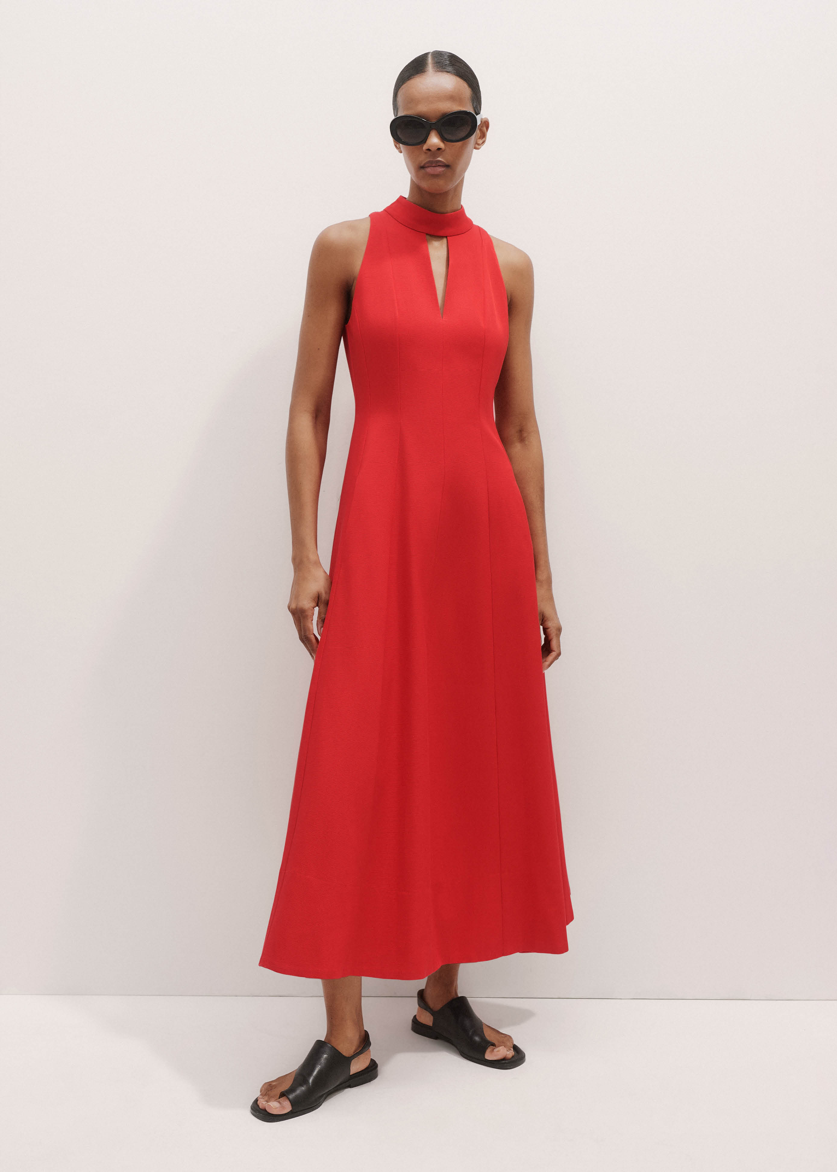 Italian Twill Fit And Flare Maxi Dress