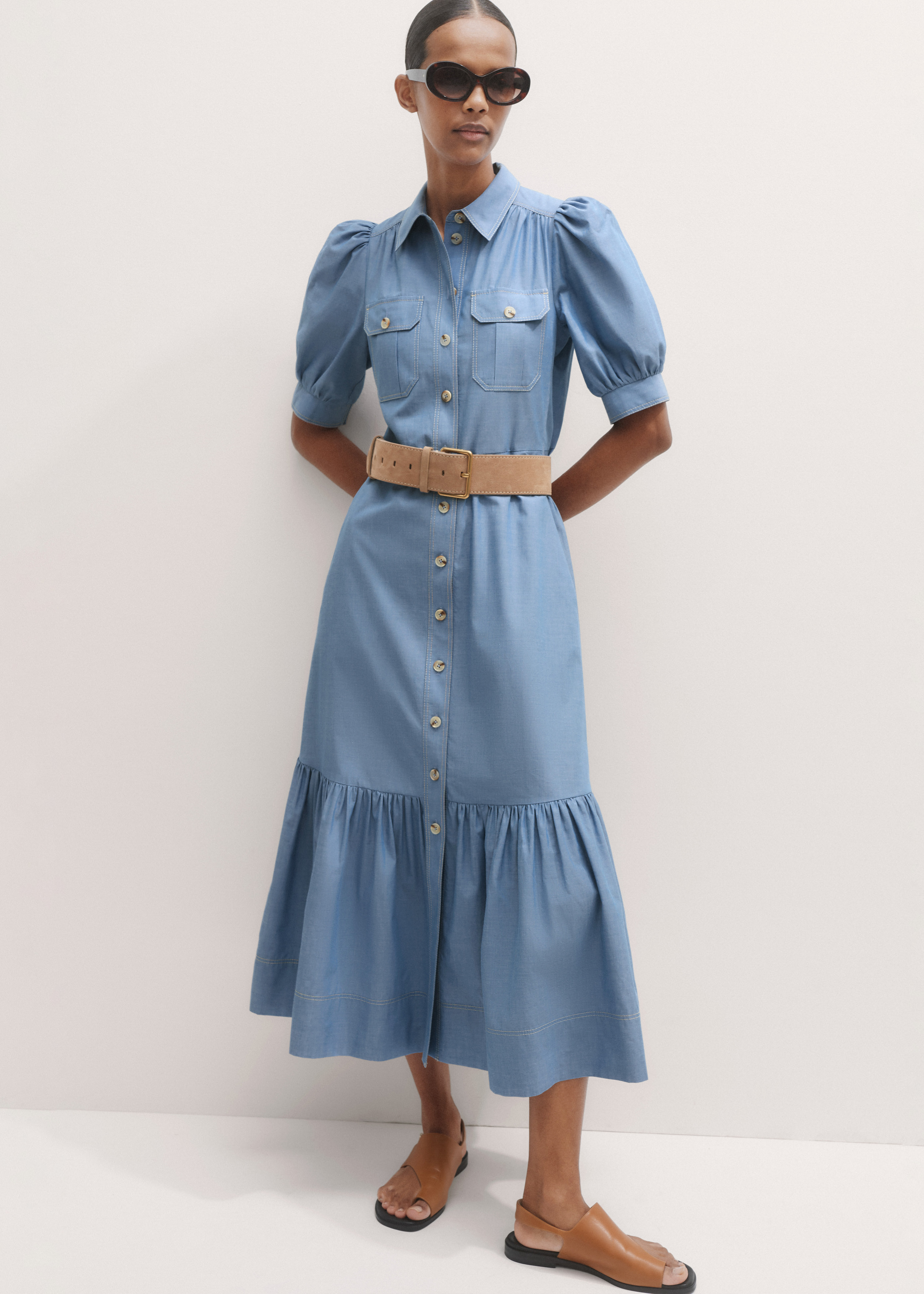 machu cotton chambray midi dress Machu Cotton Chambray Midi Dress (Women)