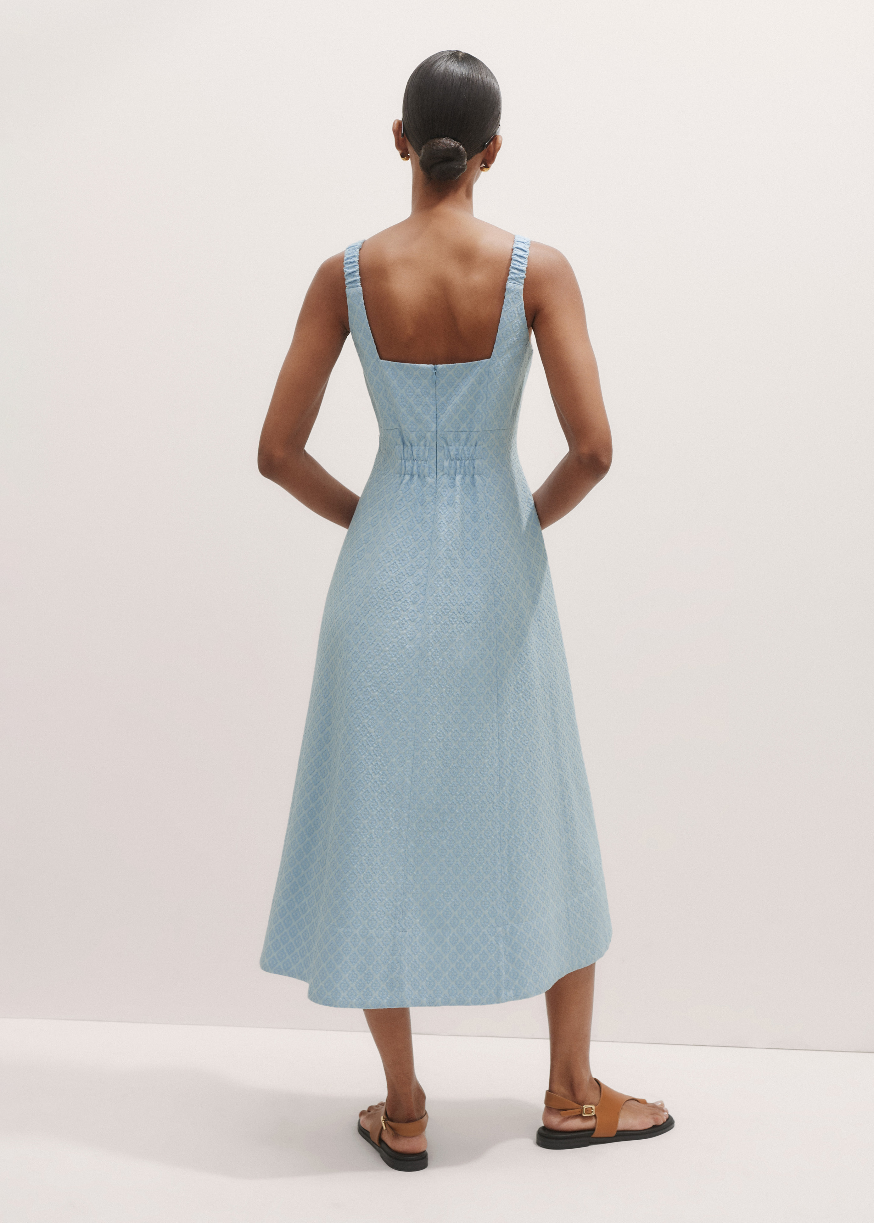 green emerald velvet dress Pleated Woven Fit & Flare Dress main image 1
