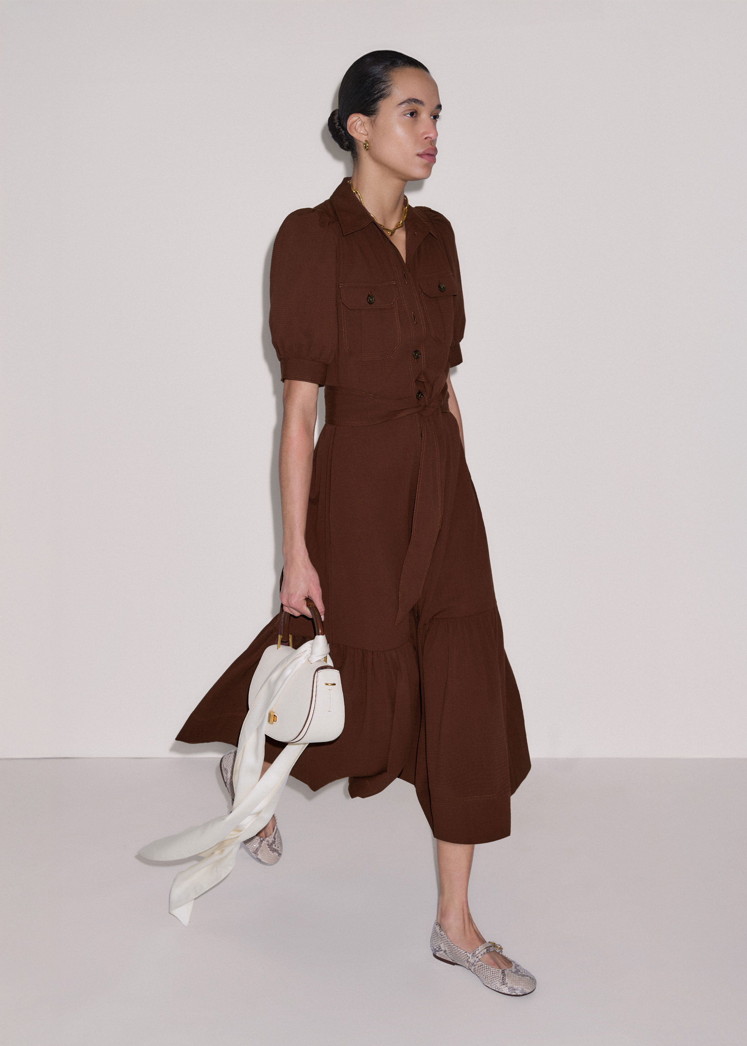 brown seersucker dress Mackey Gingham Seersucker Halter Dress in Light Chicory/Dove