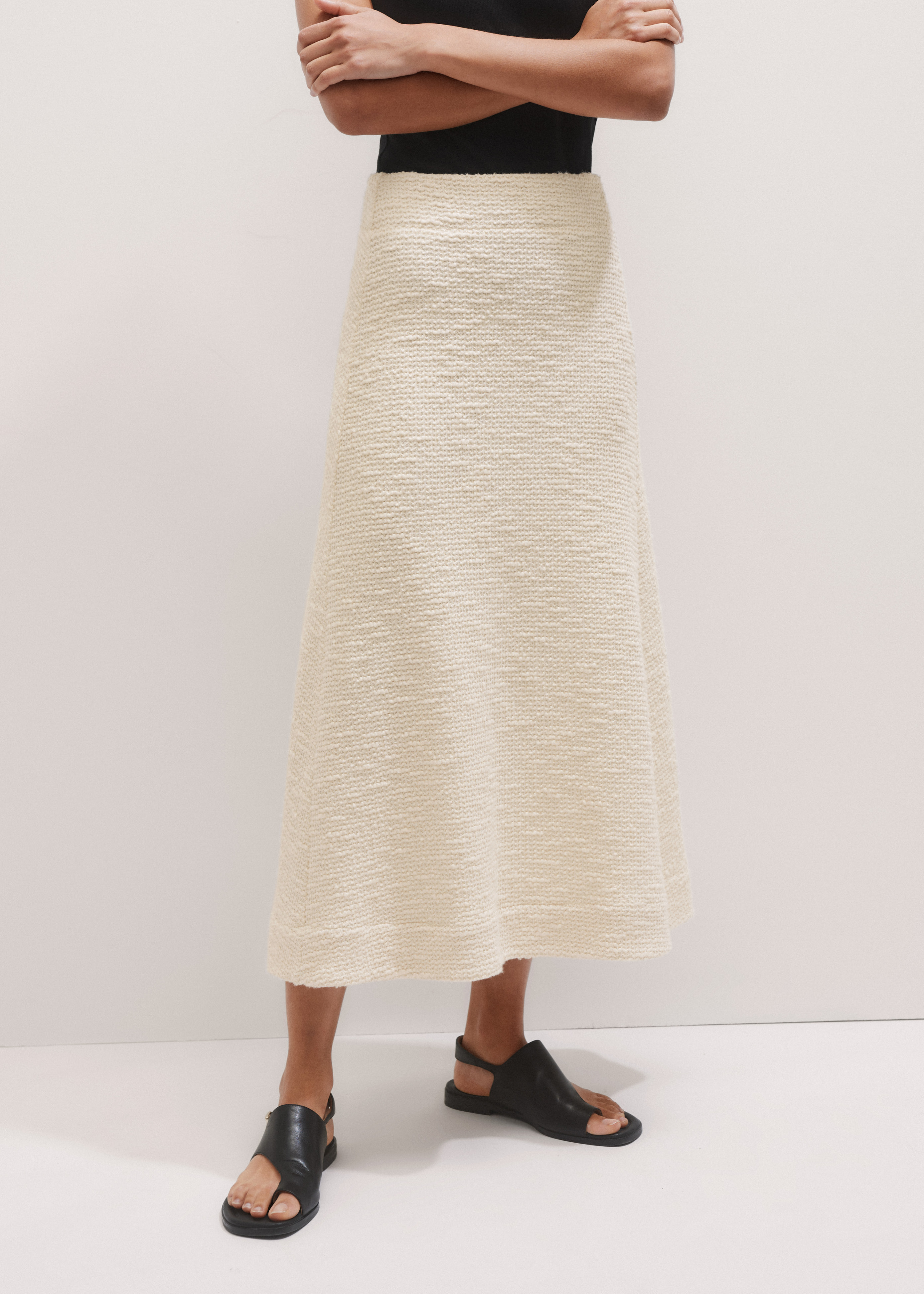 Bouclè Textured A-Line Skirt