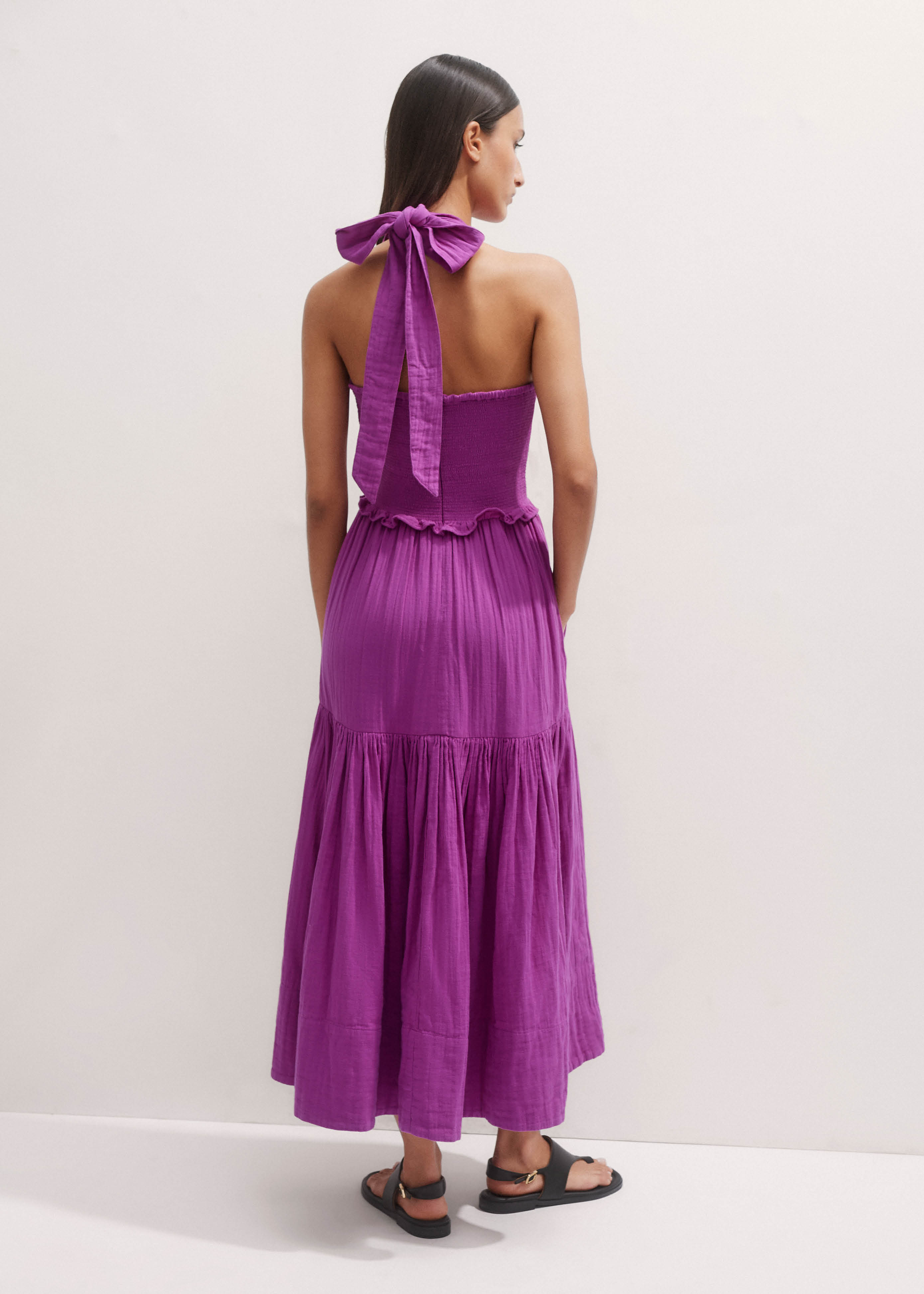 Women's Purple Cheesecloth Halterneck Maxi Dress | ME+EM