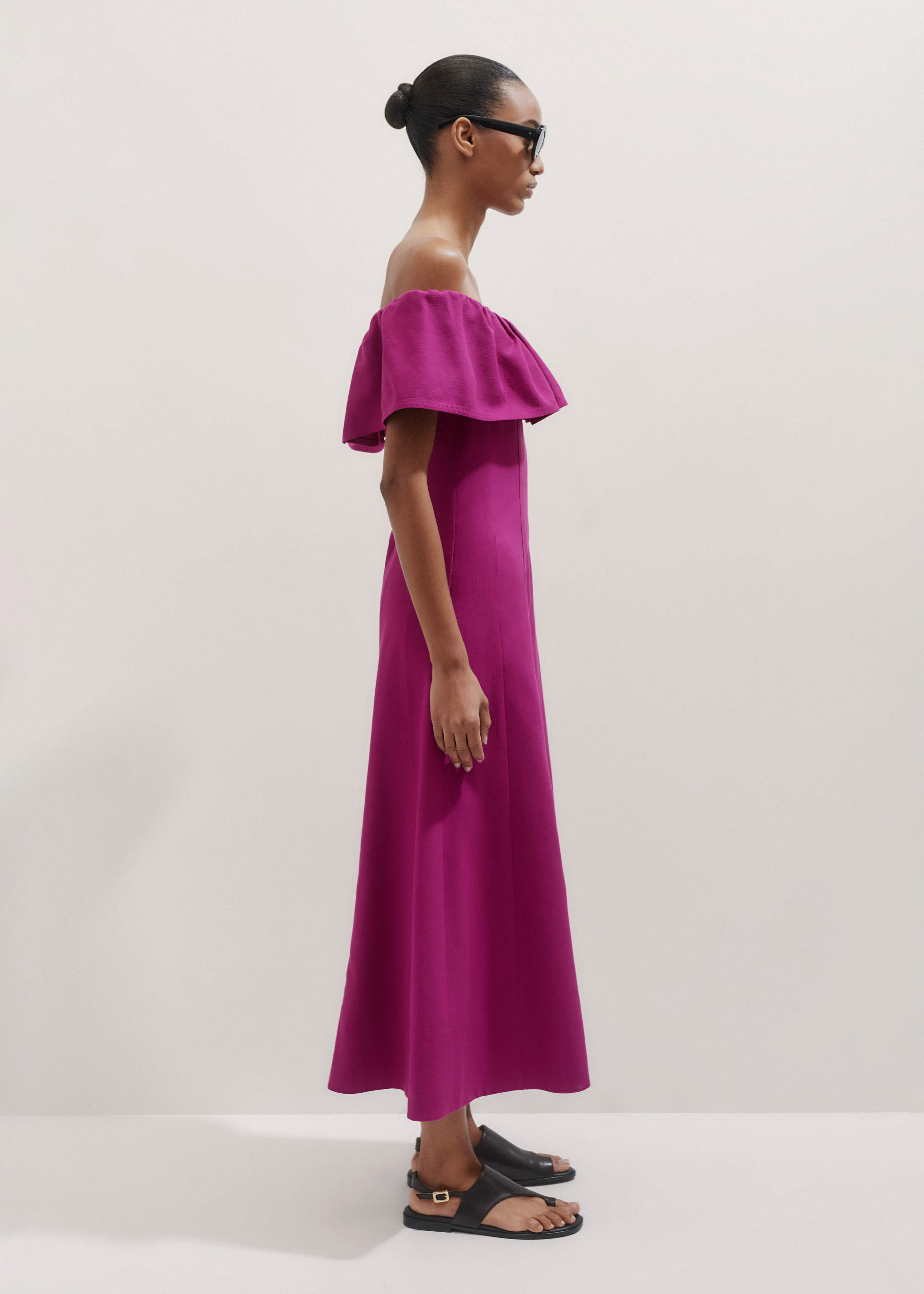 me em purple dress ME+EM Statement Frill Maxi Dress Iris - Women's - Woven Viscose Blend