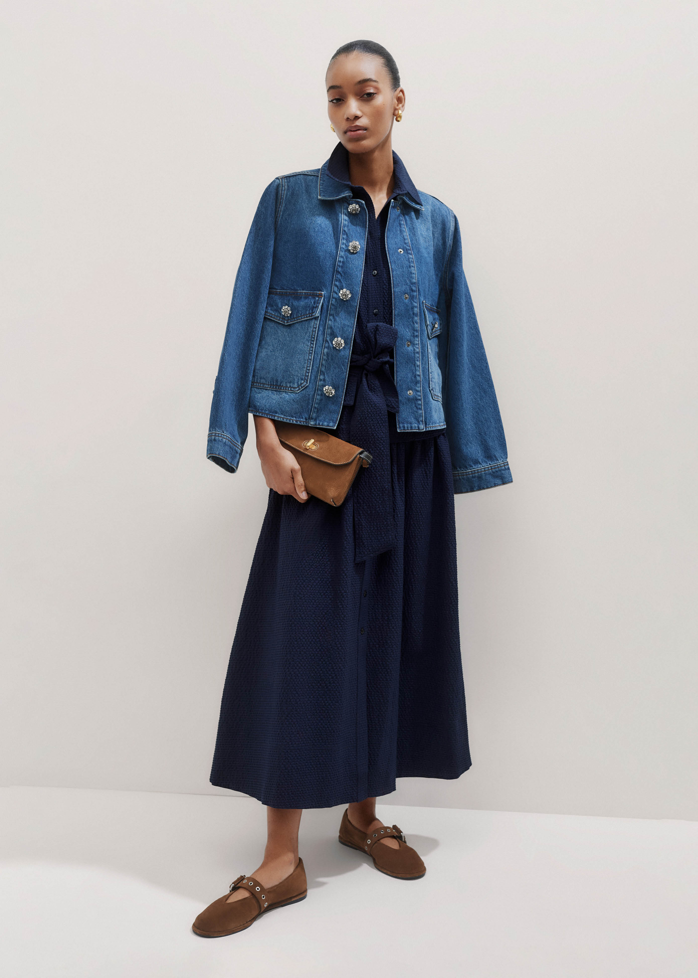 womens blue seersucker dress Tuckernuck Blue Seersucker Embroidered James Dress Blue-Seersucker / XXS