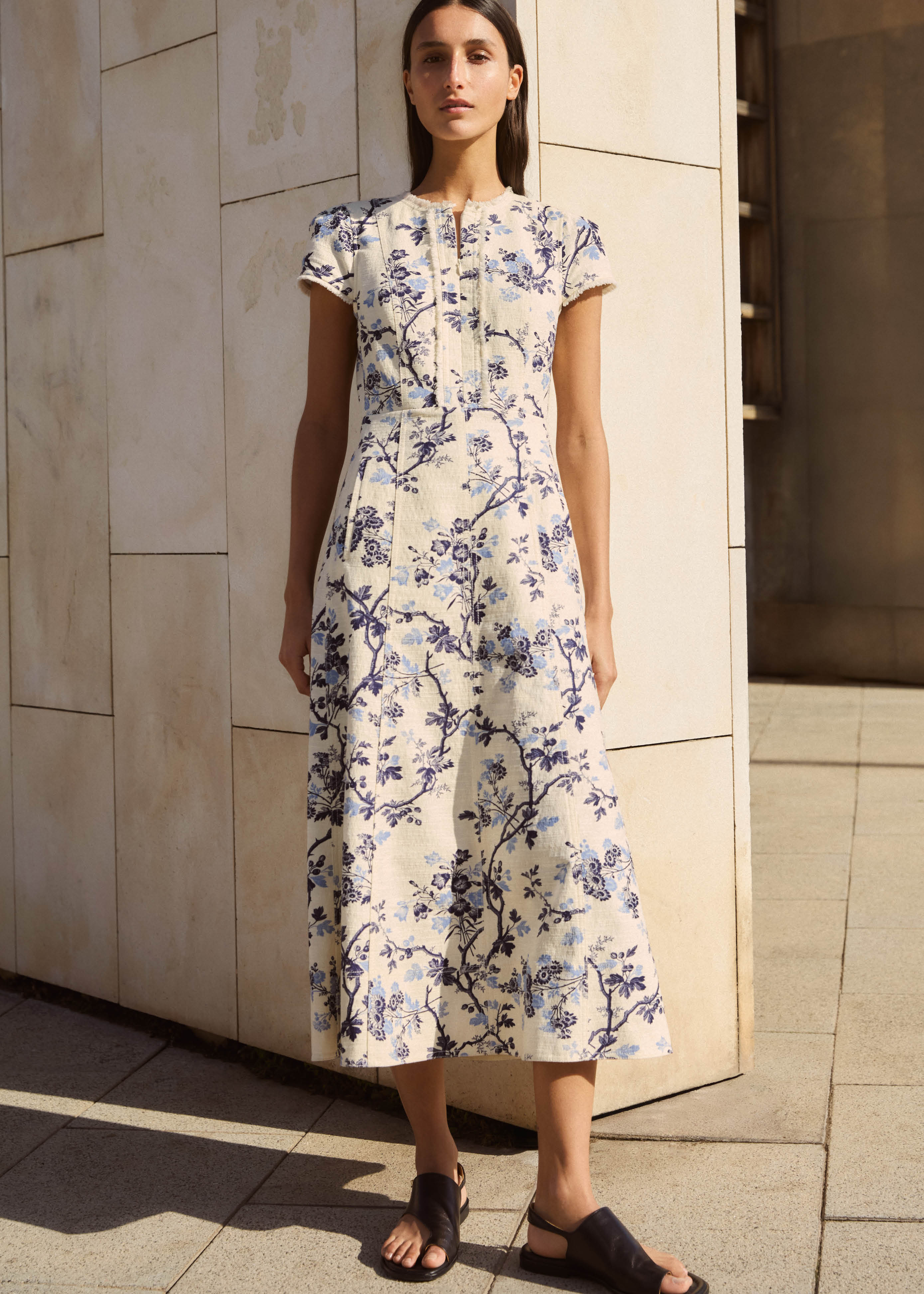 botanical print midi dress Bright Days Ahead Green White Combo Floral Midi Dress, Large - The Mint Julep Boutique