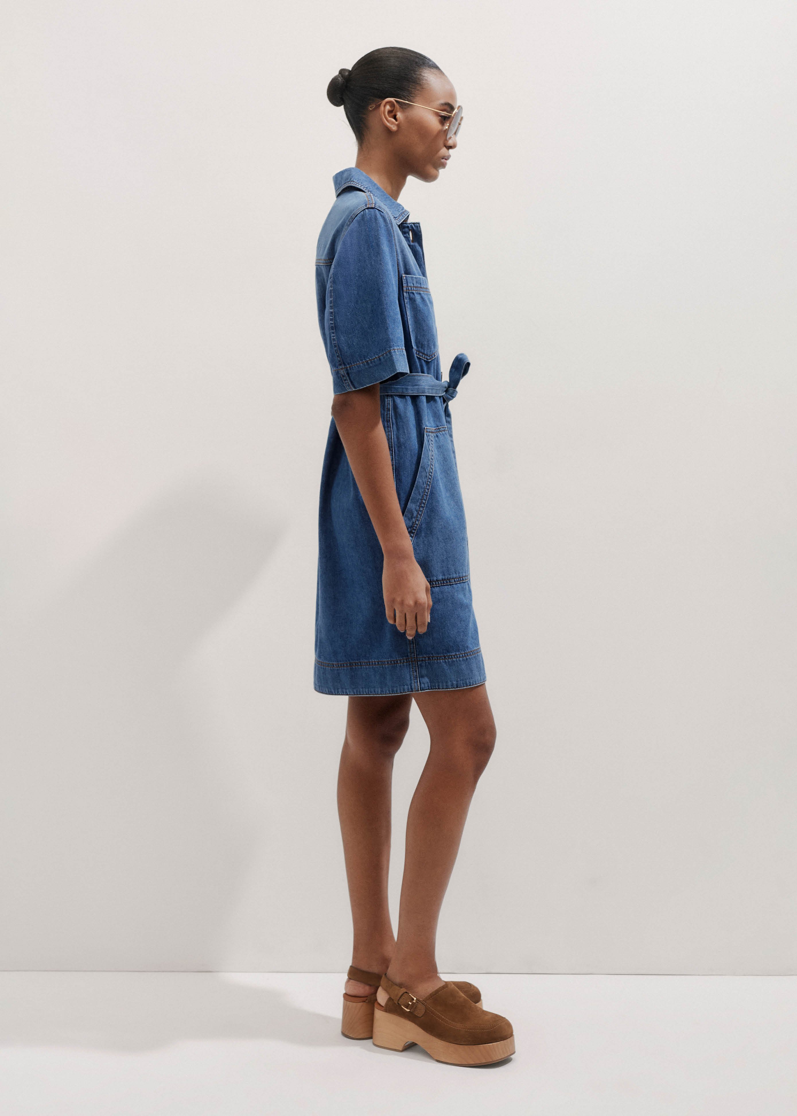 denim boxy shirt dress Denim Boxy Shirtdress in Demarco Wash