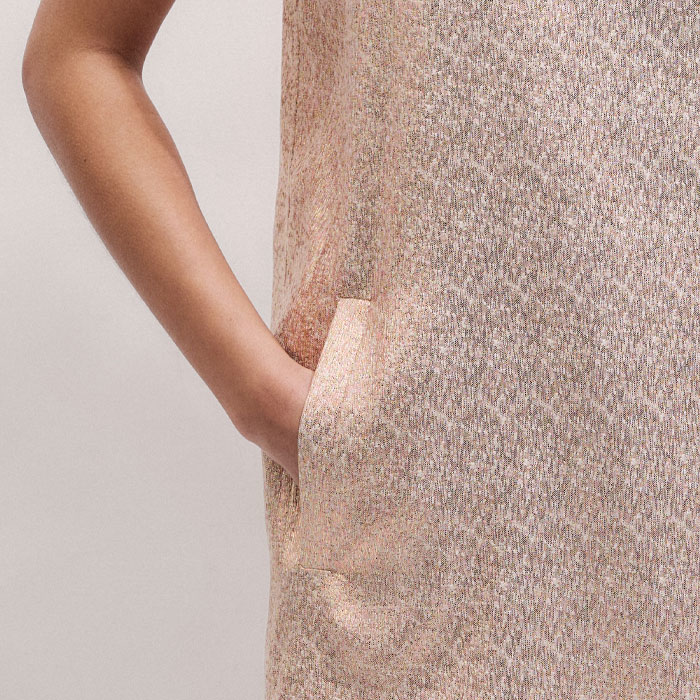 Women's Peach Lurex Swing Mini Dress | ME+EM