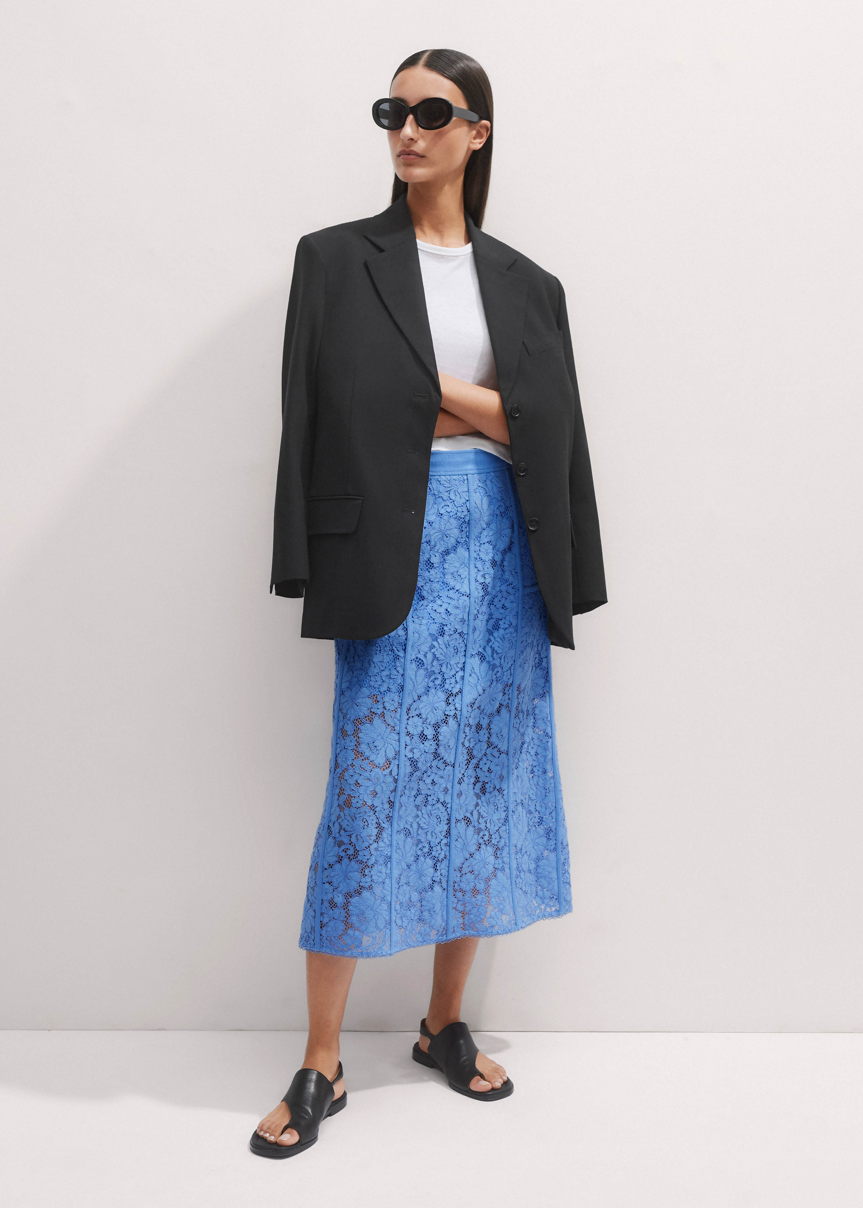 ワンピース SOLACE LONDON Women Mid Skirts OS42008 CORNF BLUE Solace London Blue Asymmetrical Midi Skirt
