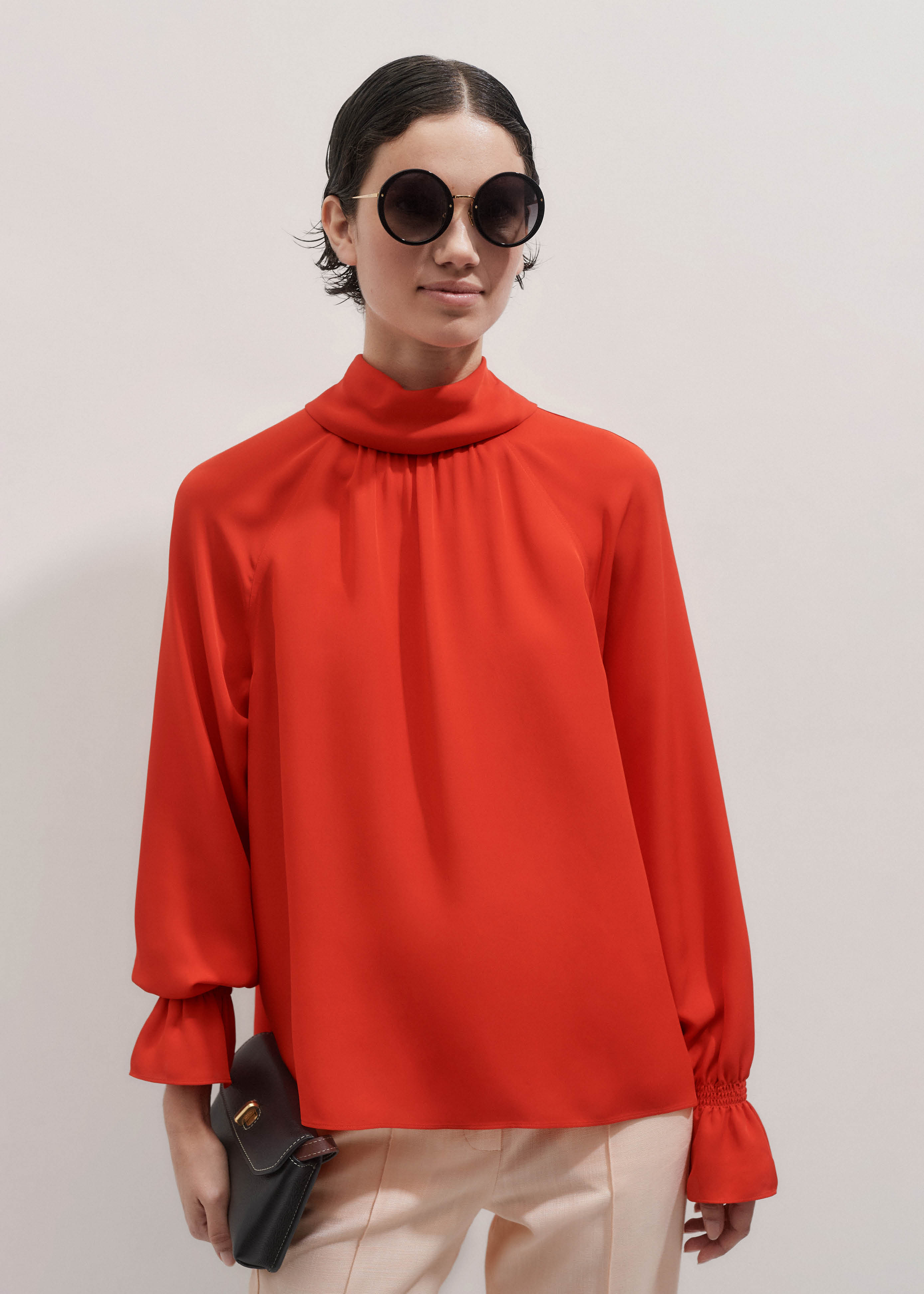 ミレム mirem Linen wide belt blouse （ORANGE） ミレム mirem Linen wide belt blouse （ORANGE） -ファッション