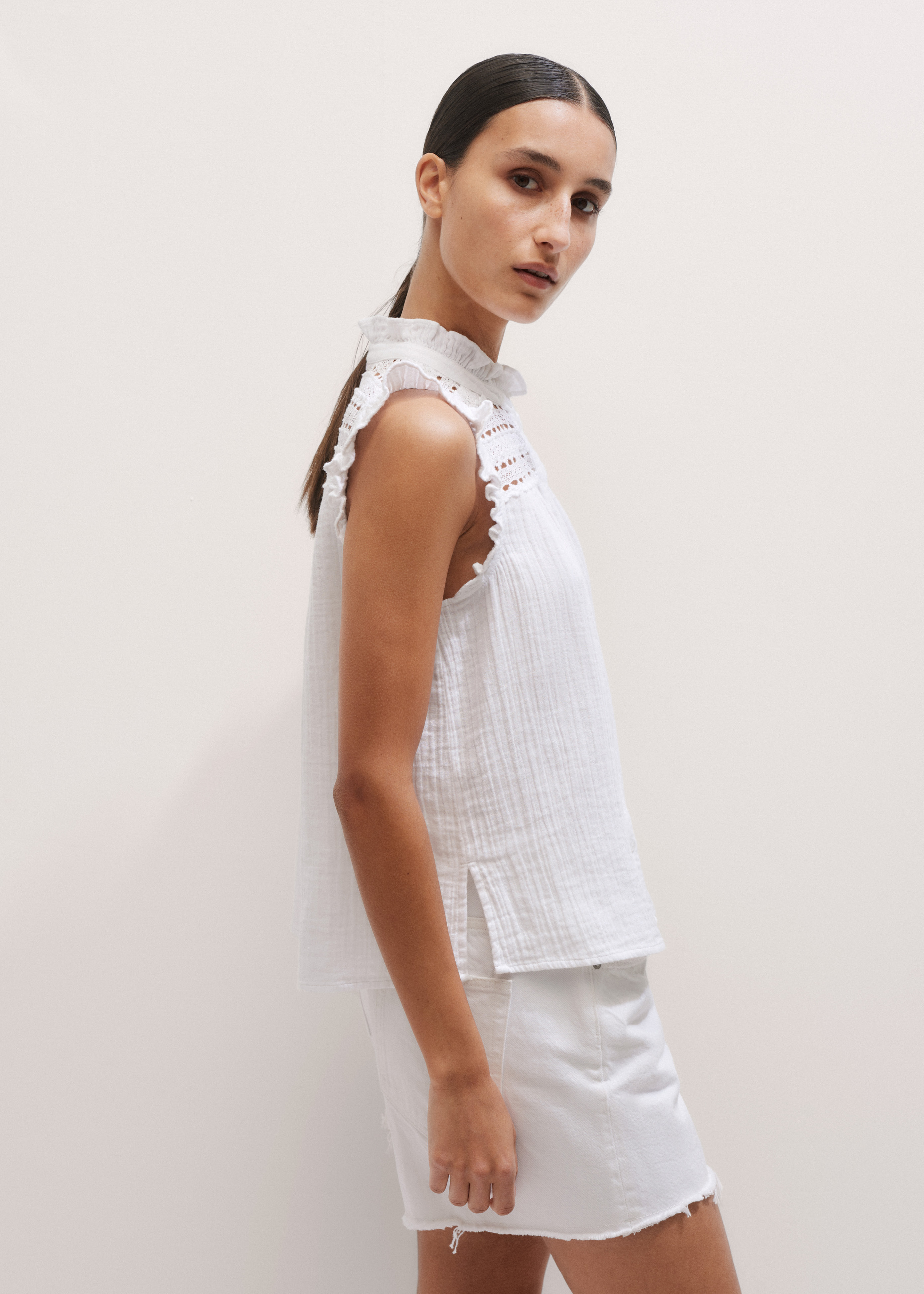 PFWOWB Summer Womens Tops Women's Sheer Mesh Cap Sleeve Crop