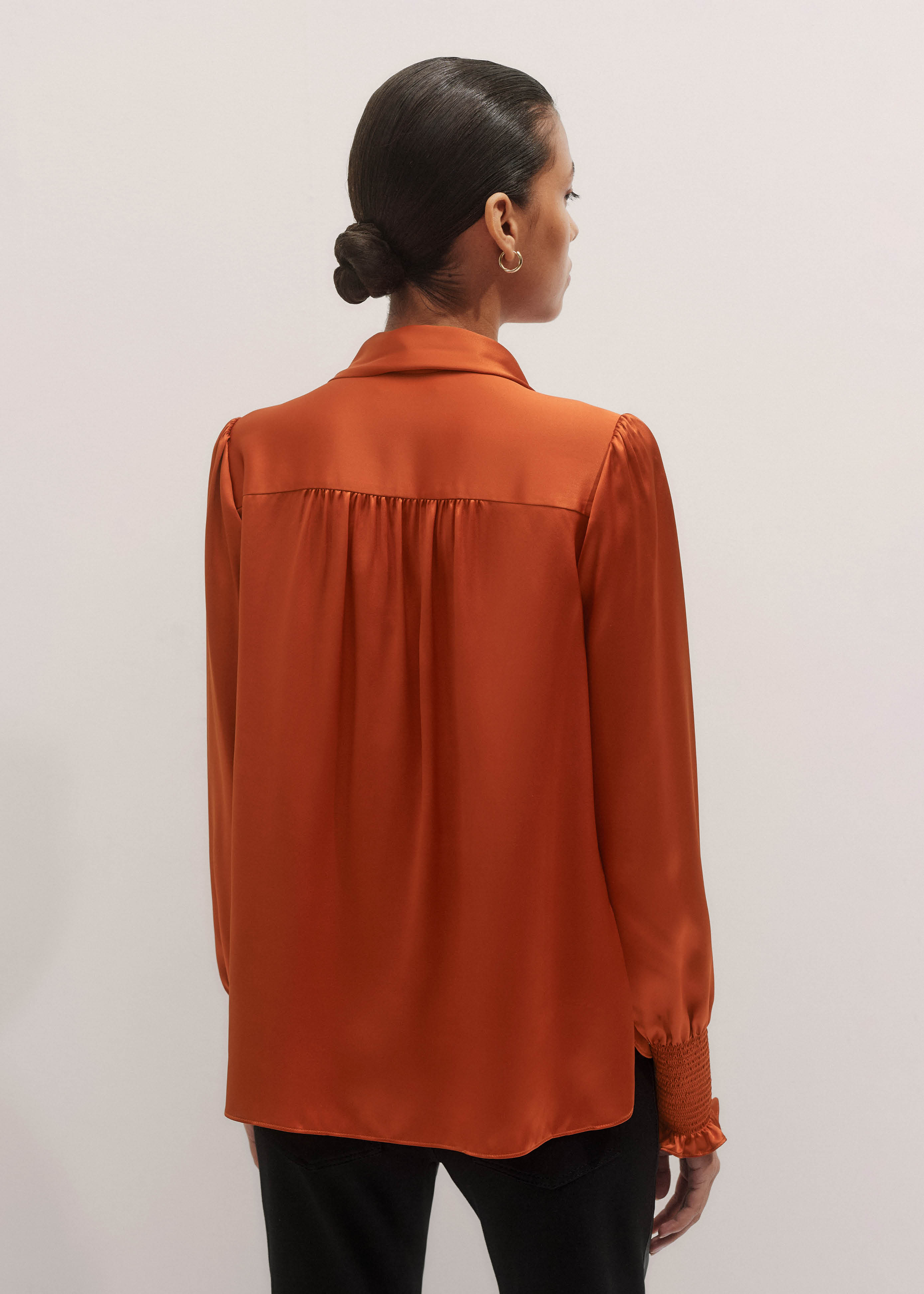 Women's Orange Straight Blouse + Tie | ME+EM
