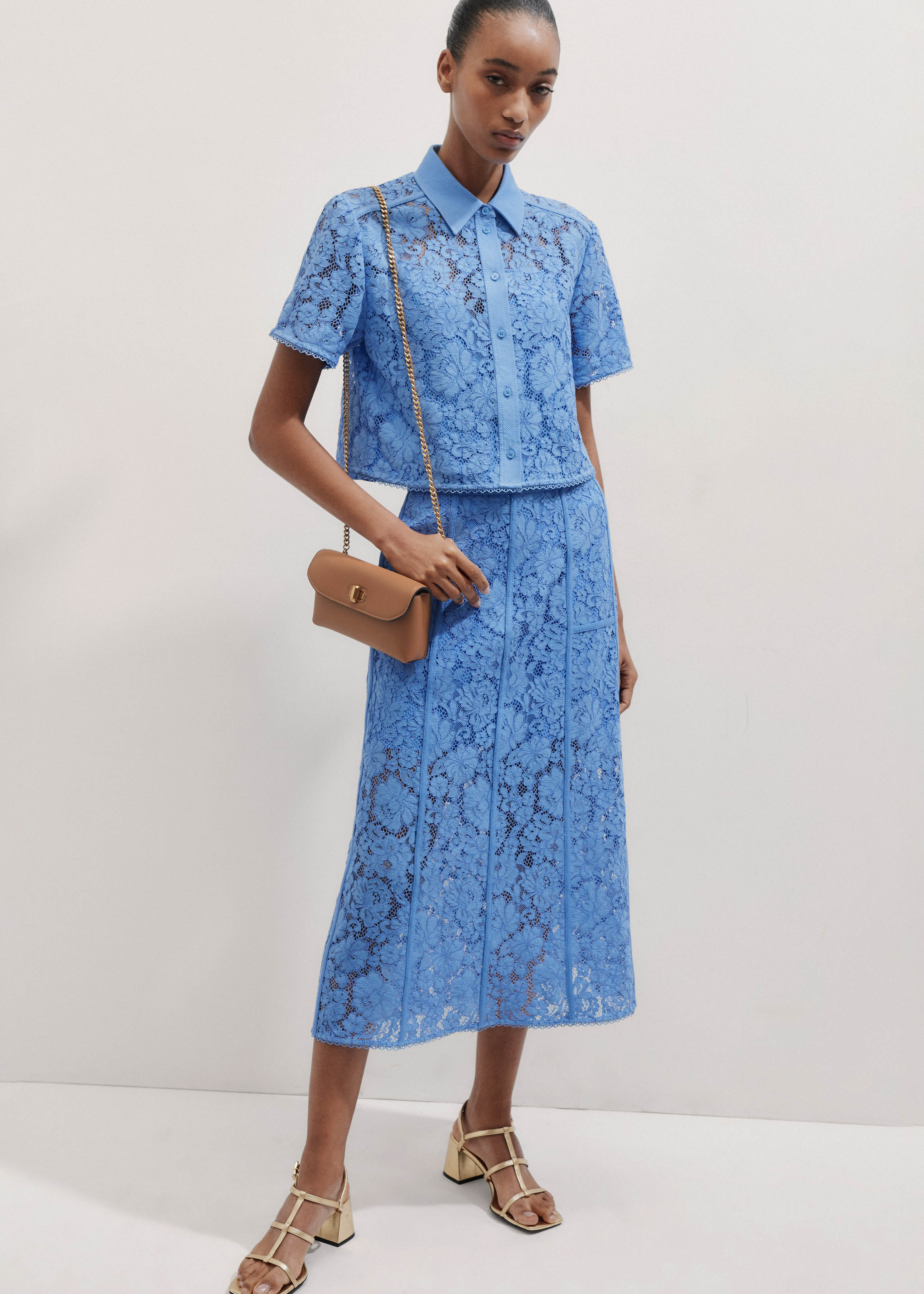 Women's Lace Crop Shirt + Midi Skirt Co-ord | ME+EM