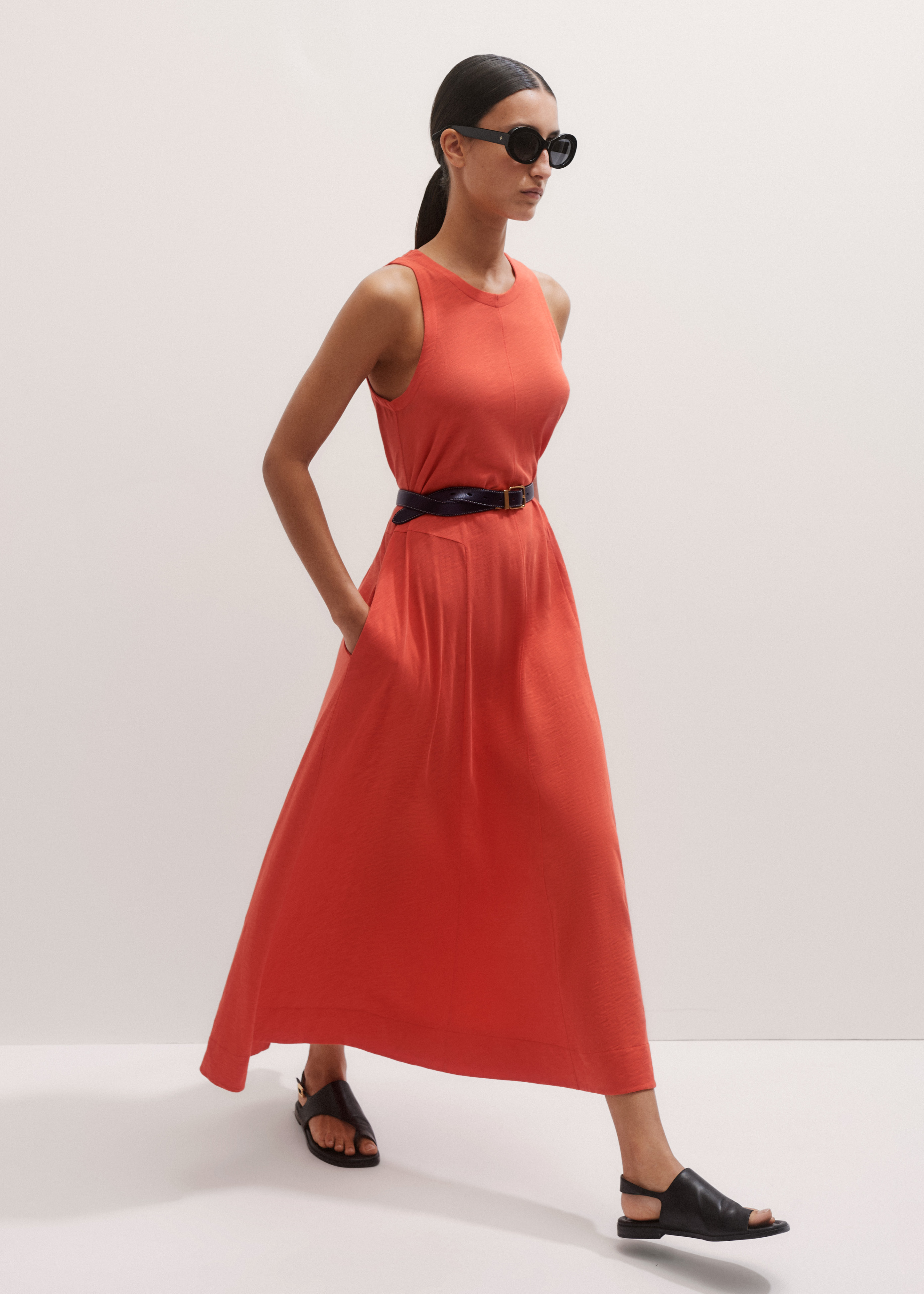 ワンピース mame Velour Jersey Flared Dress ORANGE mame Velour Jersey Flared Dress ORANGE
