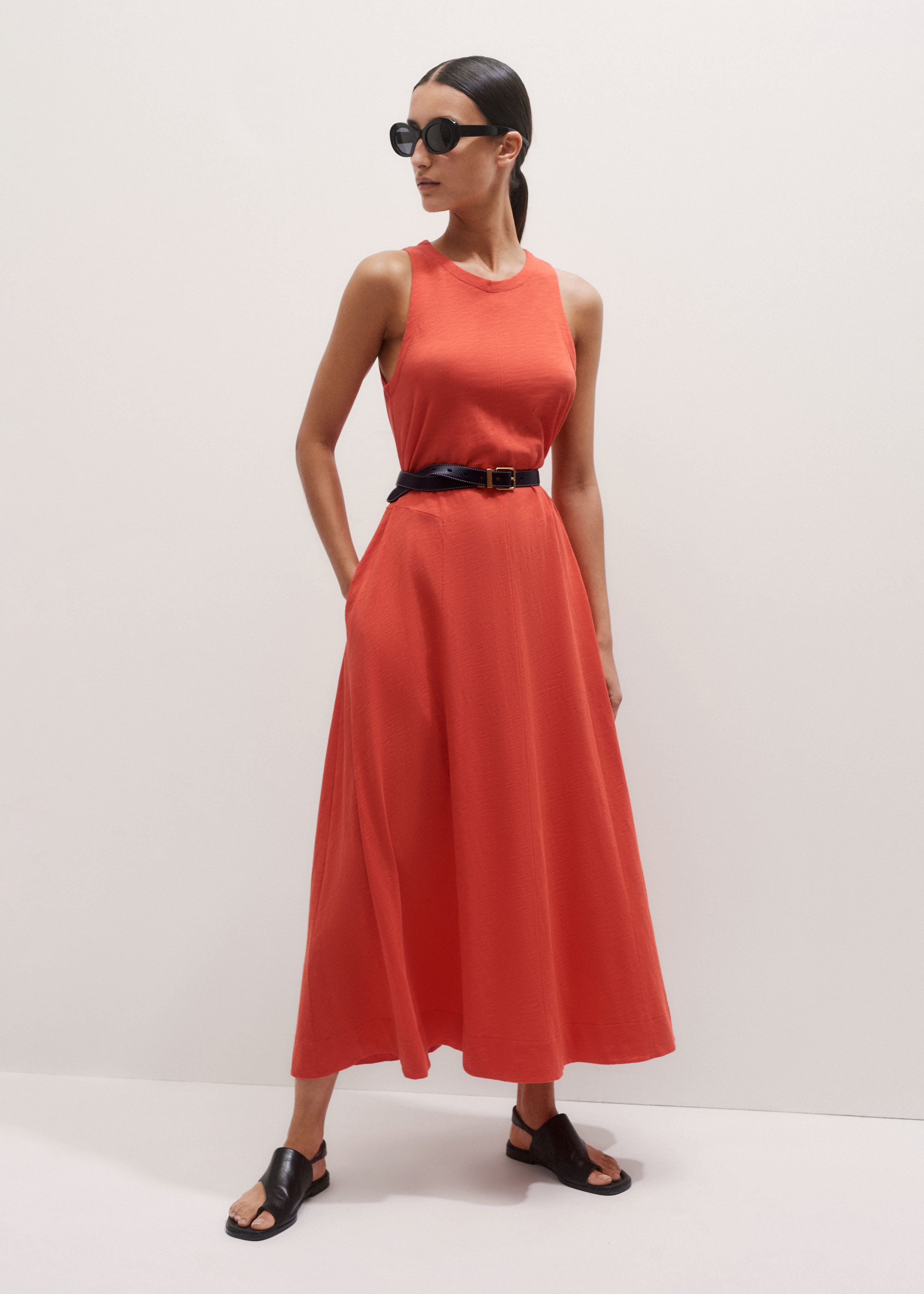 ワンピース mame Velour Jersey Flared Dress ORANGE mame Velour Jersey Flared Dress ORANGE
