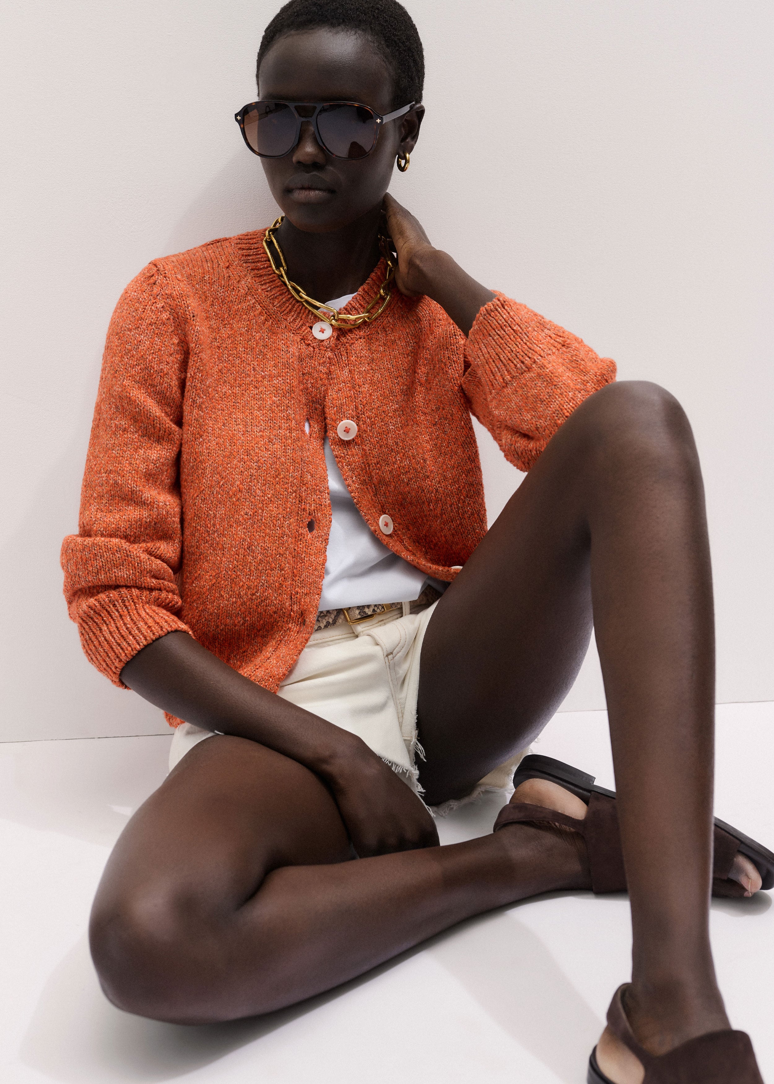 Women's Cream Tweed Knit Pouf Shoulder Textured Crop Jacket | ME+EM