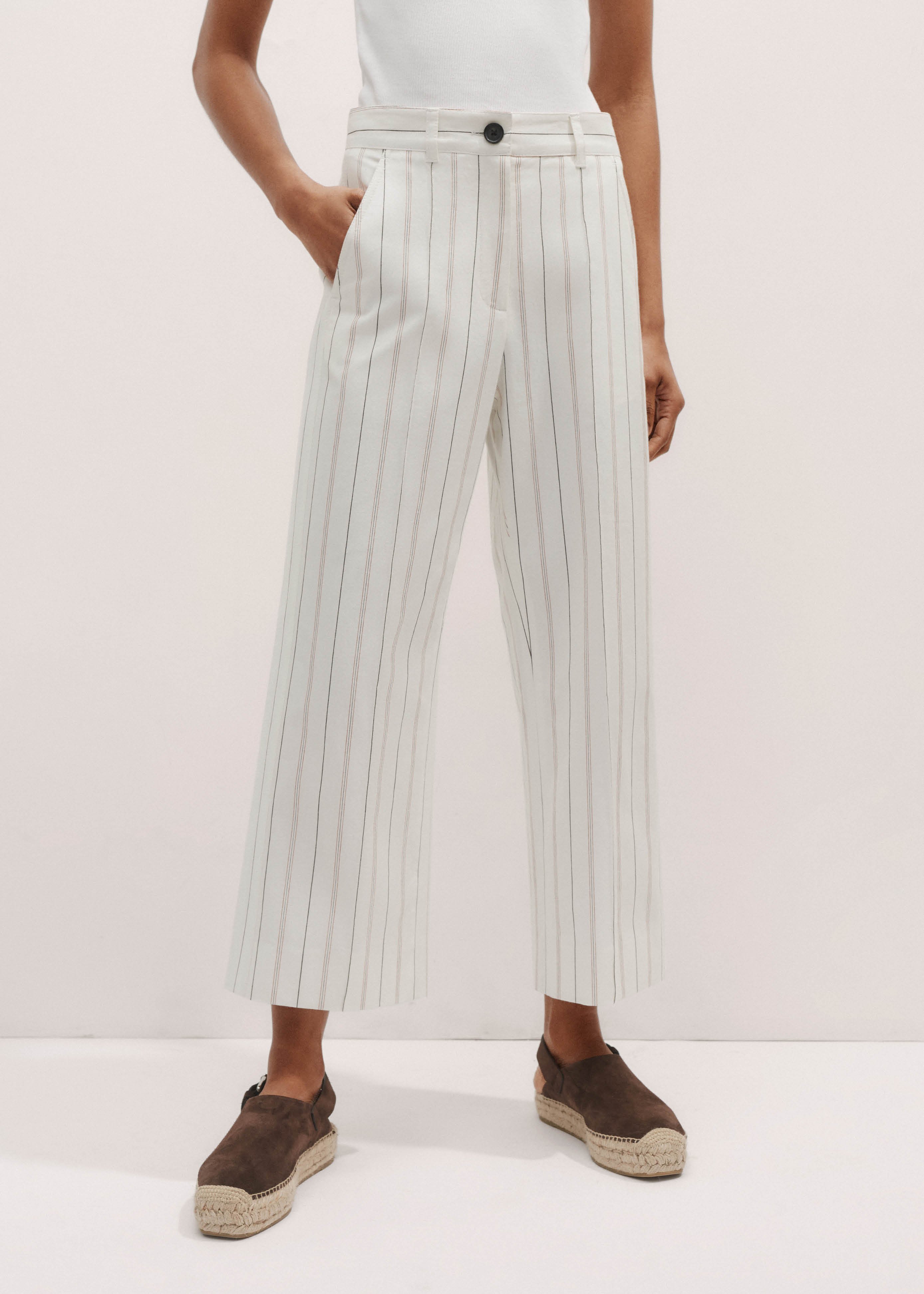 Multi Stripe Straight-Leg Crop Trouser