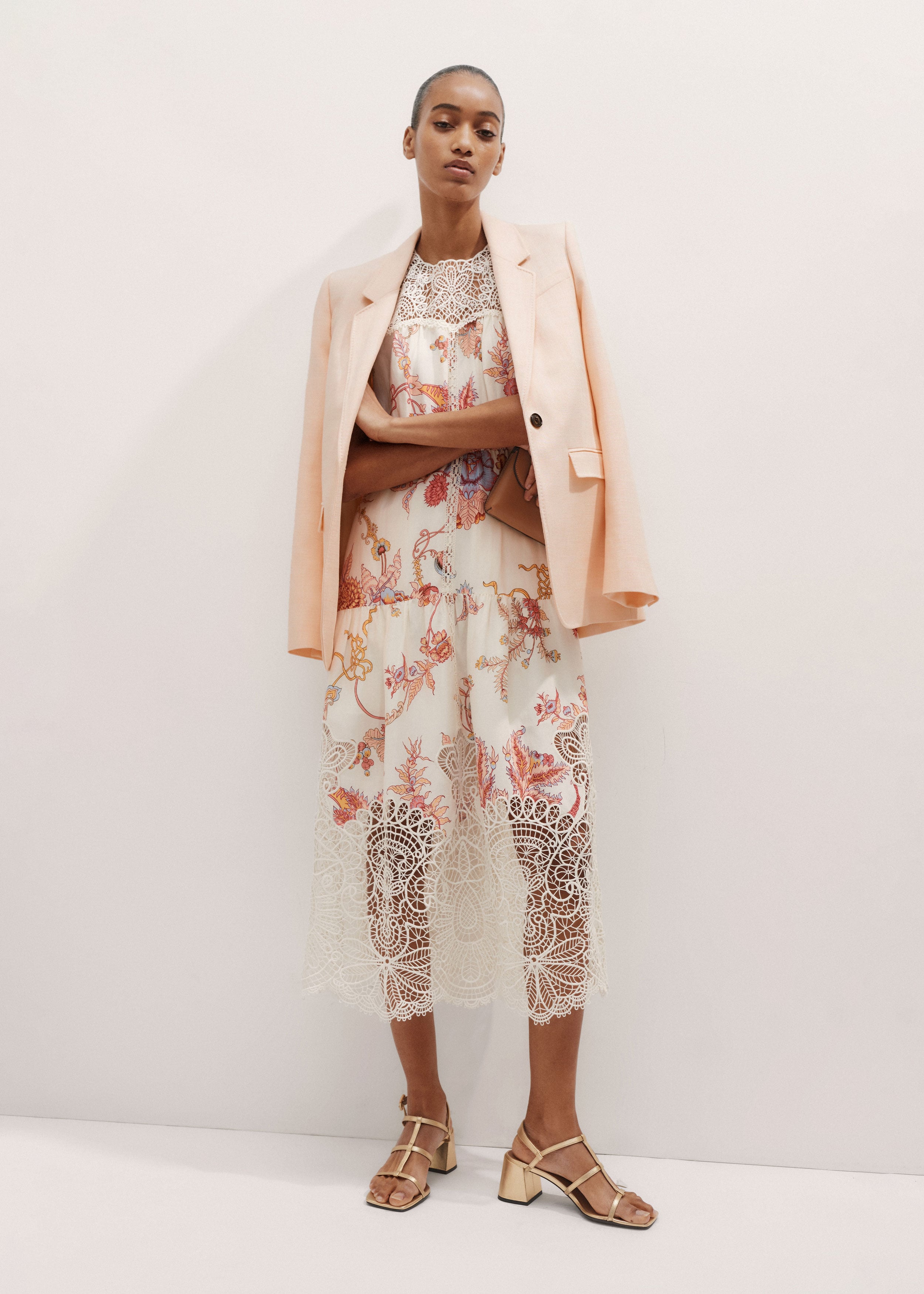 wild bloom midi dress Printed Notched Long Sleeve Midi Dress