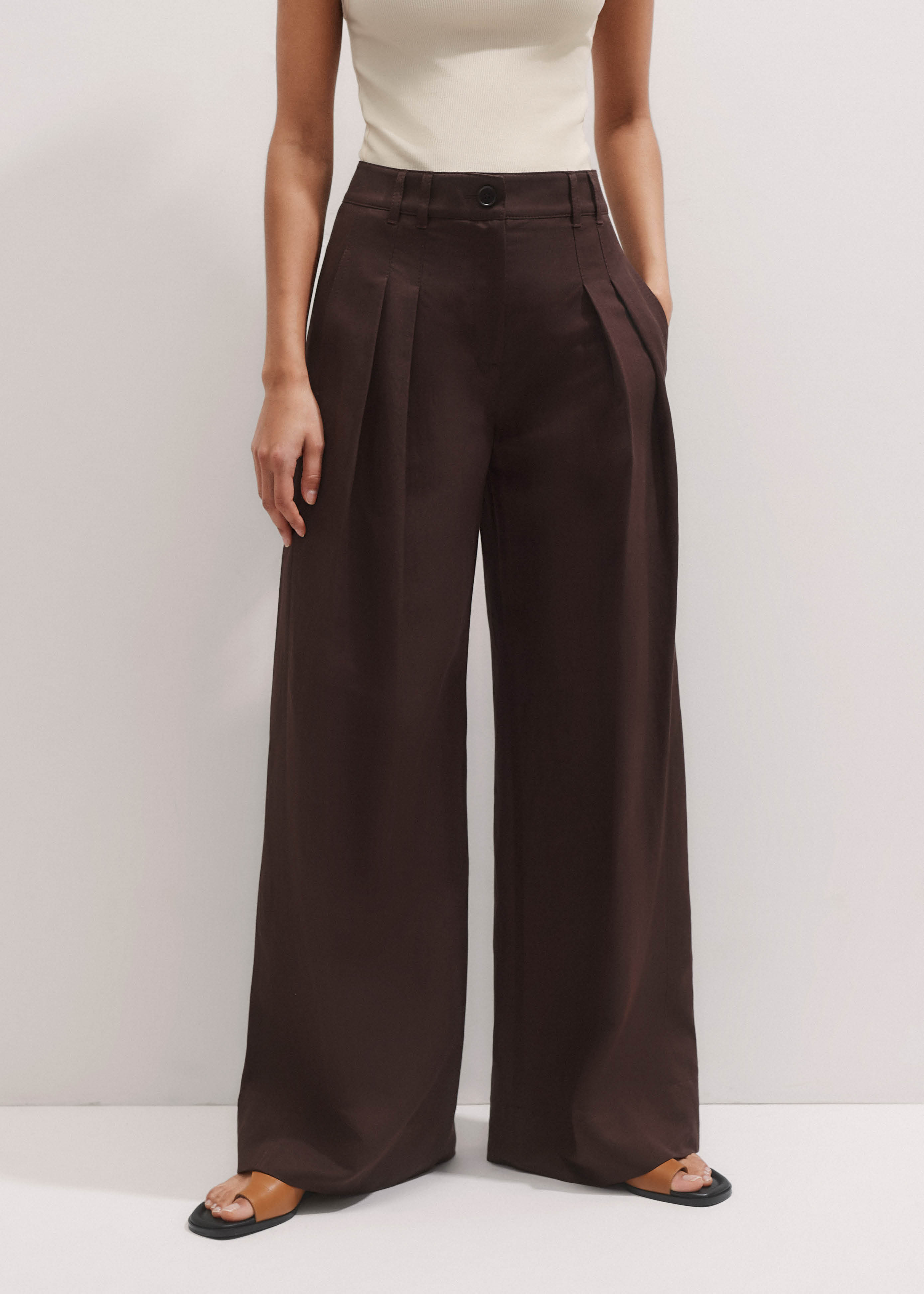 ミレム mirem Linen wide belt blouse （DARK BROWN） ミレム mirem Linen wide belt blouse （DARK BROWN