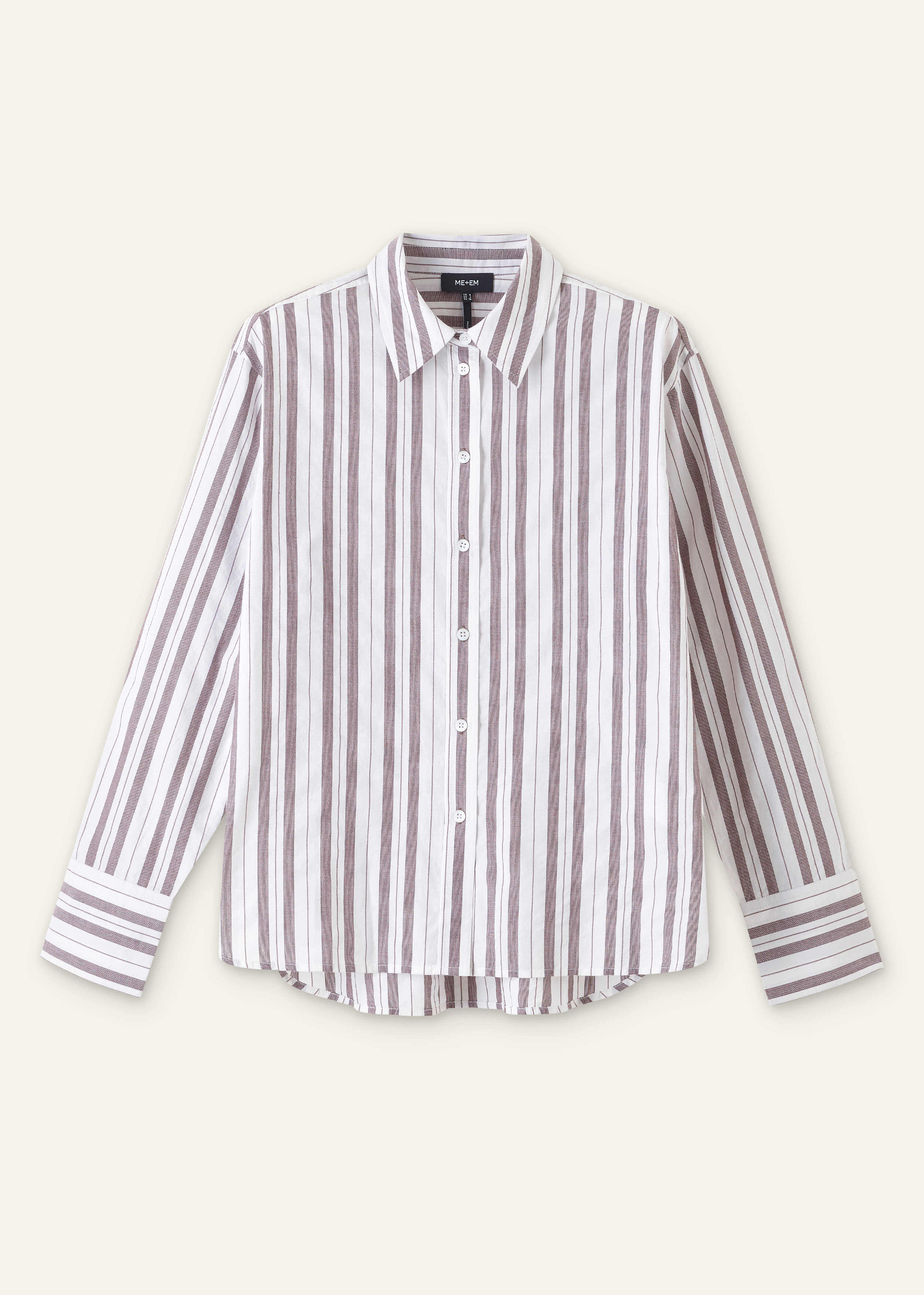 【oan】Merry Summer Stripe Shirt Women's White Summer Stripe Beach Shirt | ME+EM