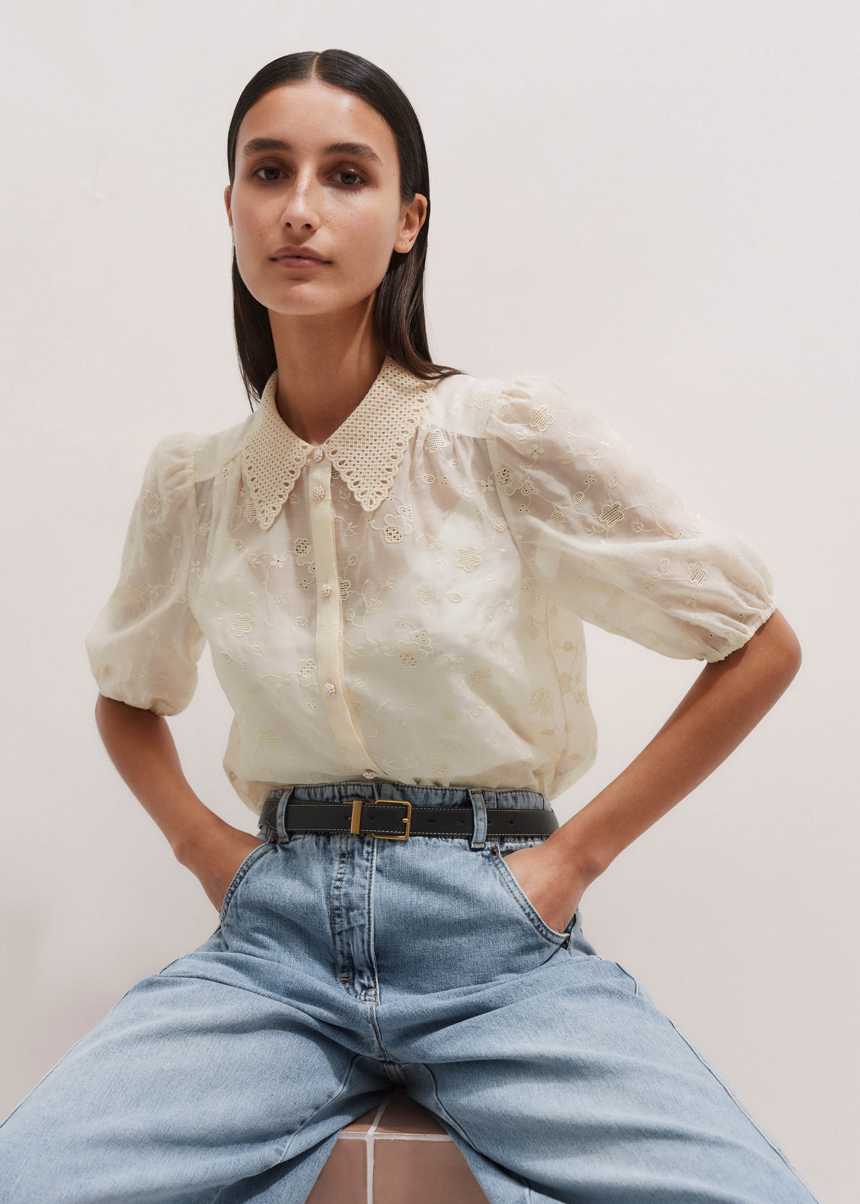 デレスderes blooming embroidery blouse ホワイト