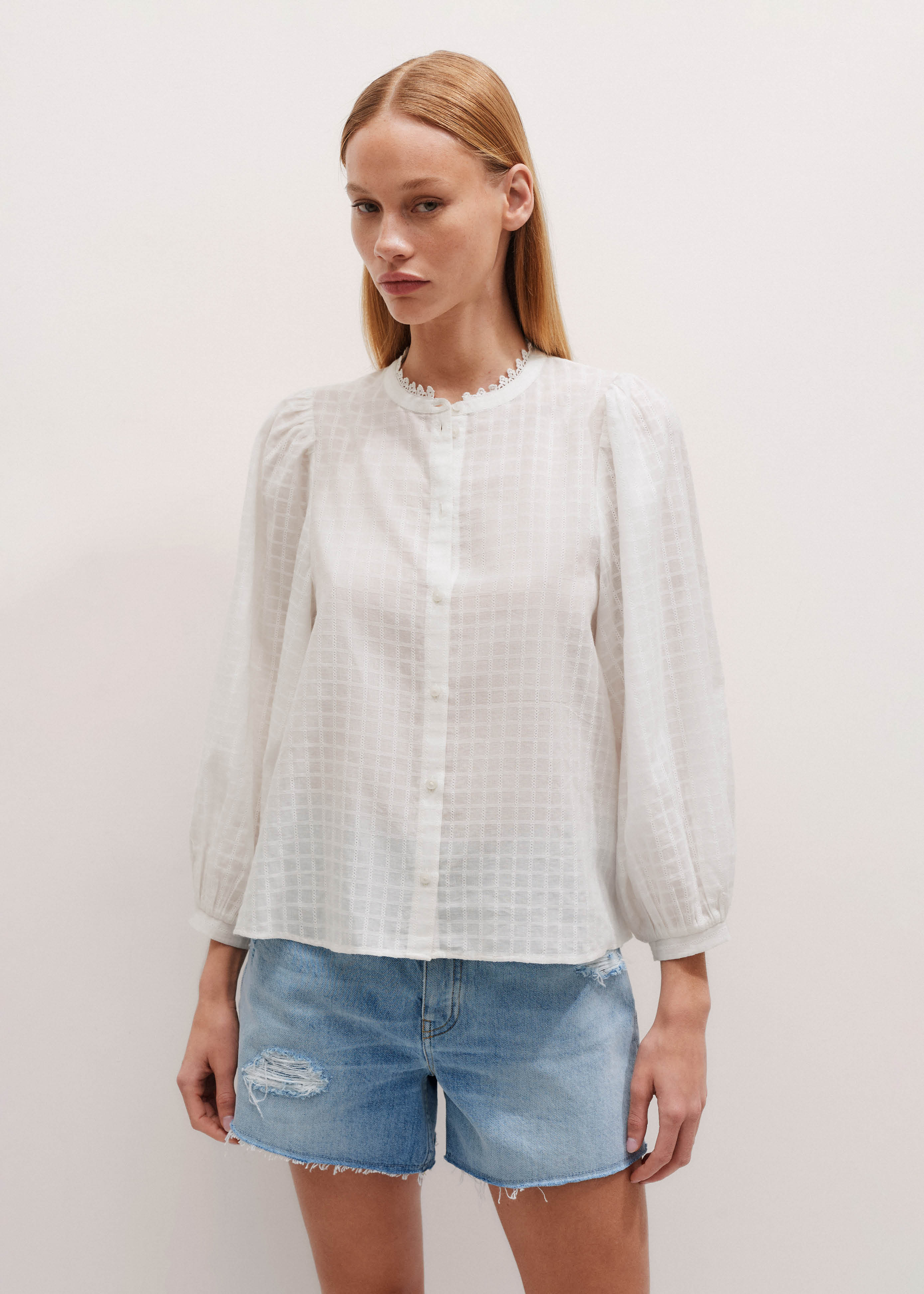 トップス Raffle balloon cape Blouse white Raffle balloon cape Blouse[White] – L'AUBE BLANC