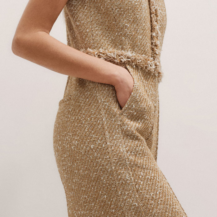 Women's Gold Event Ready Metallic Tweed Jumpsuit | ME+EM