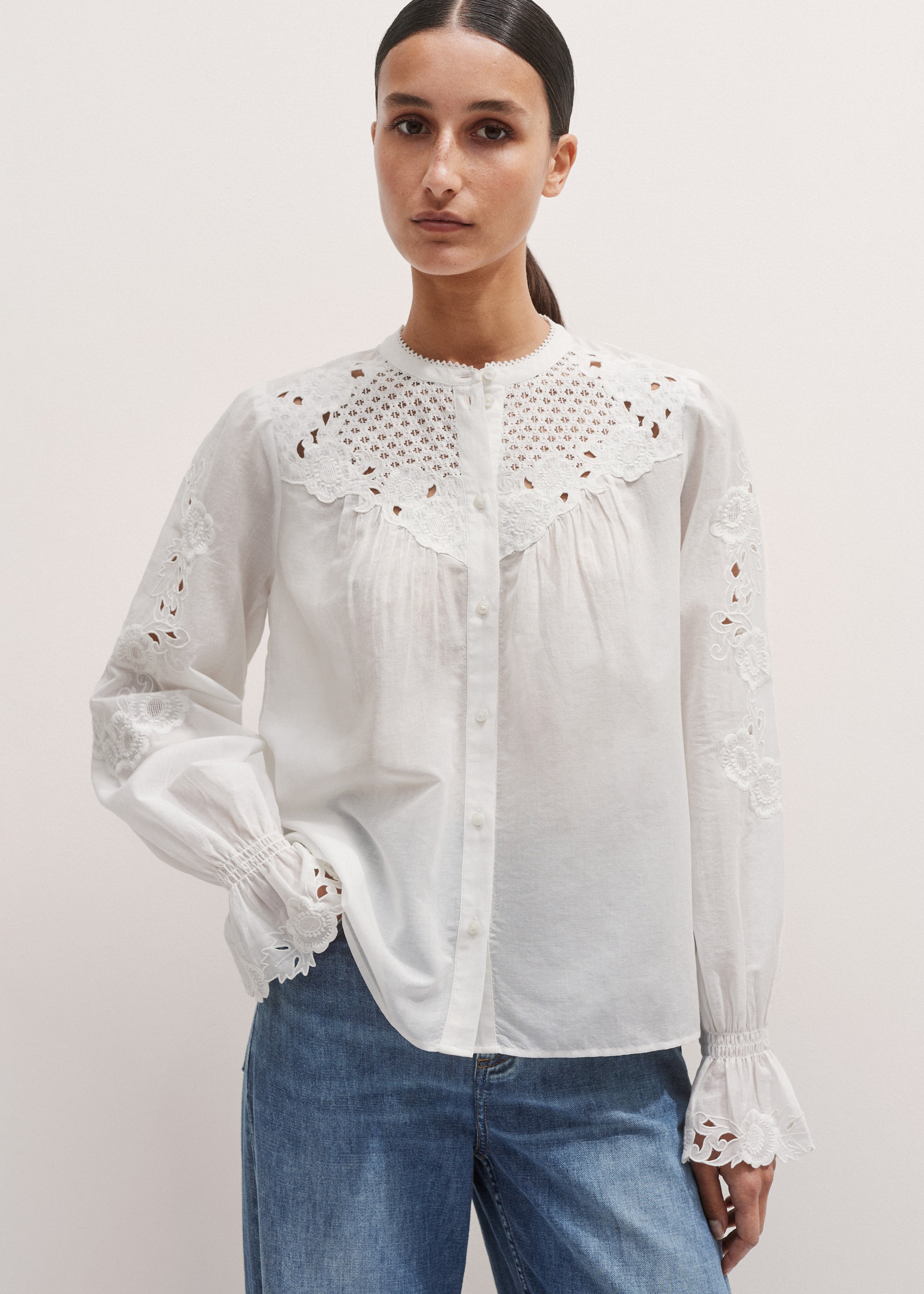 Women's White Cheesecloth AM-PM Summer Blouse | ME+EM