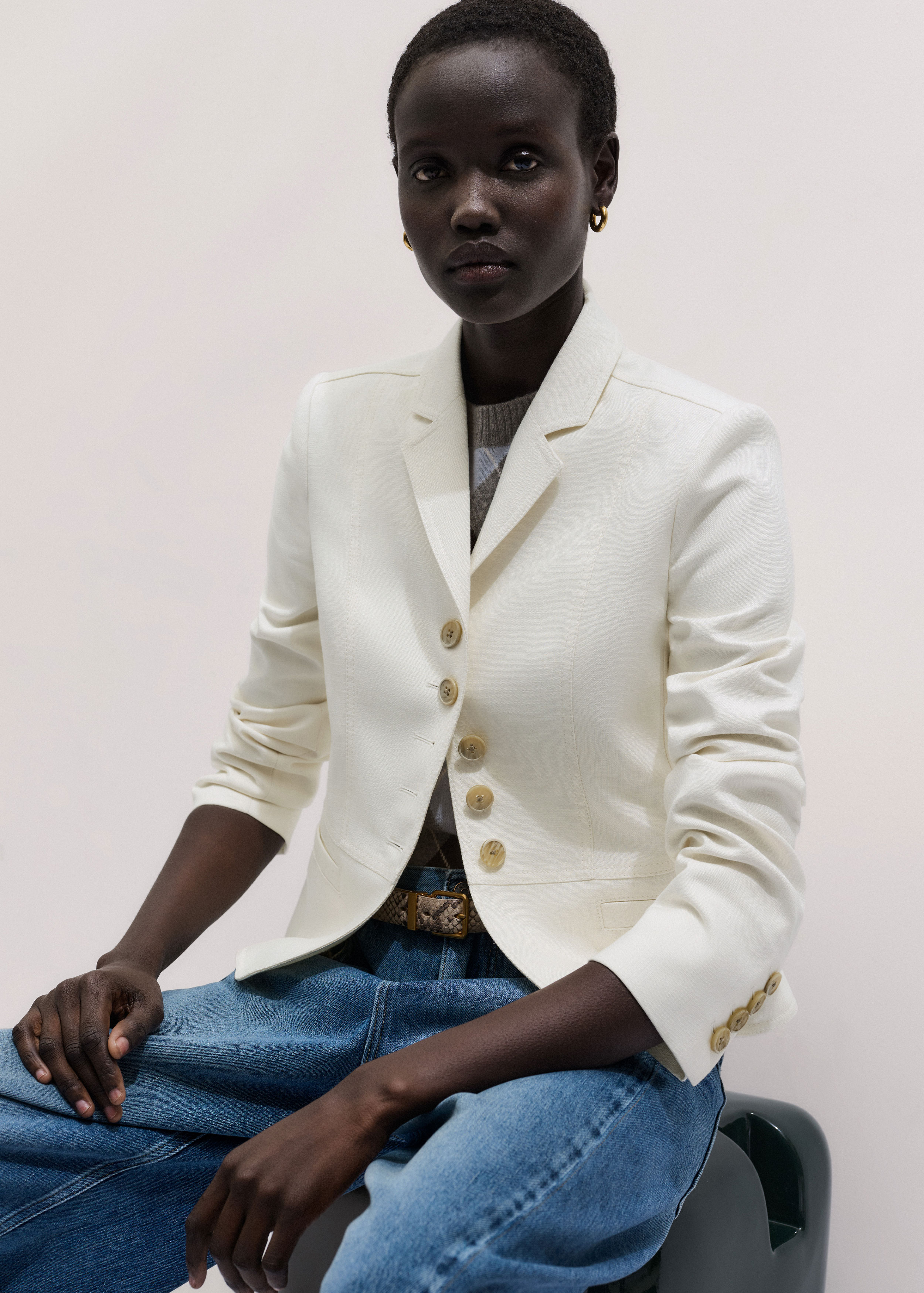 Women's Ivory Fitted Utility Jacket | ME+EM