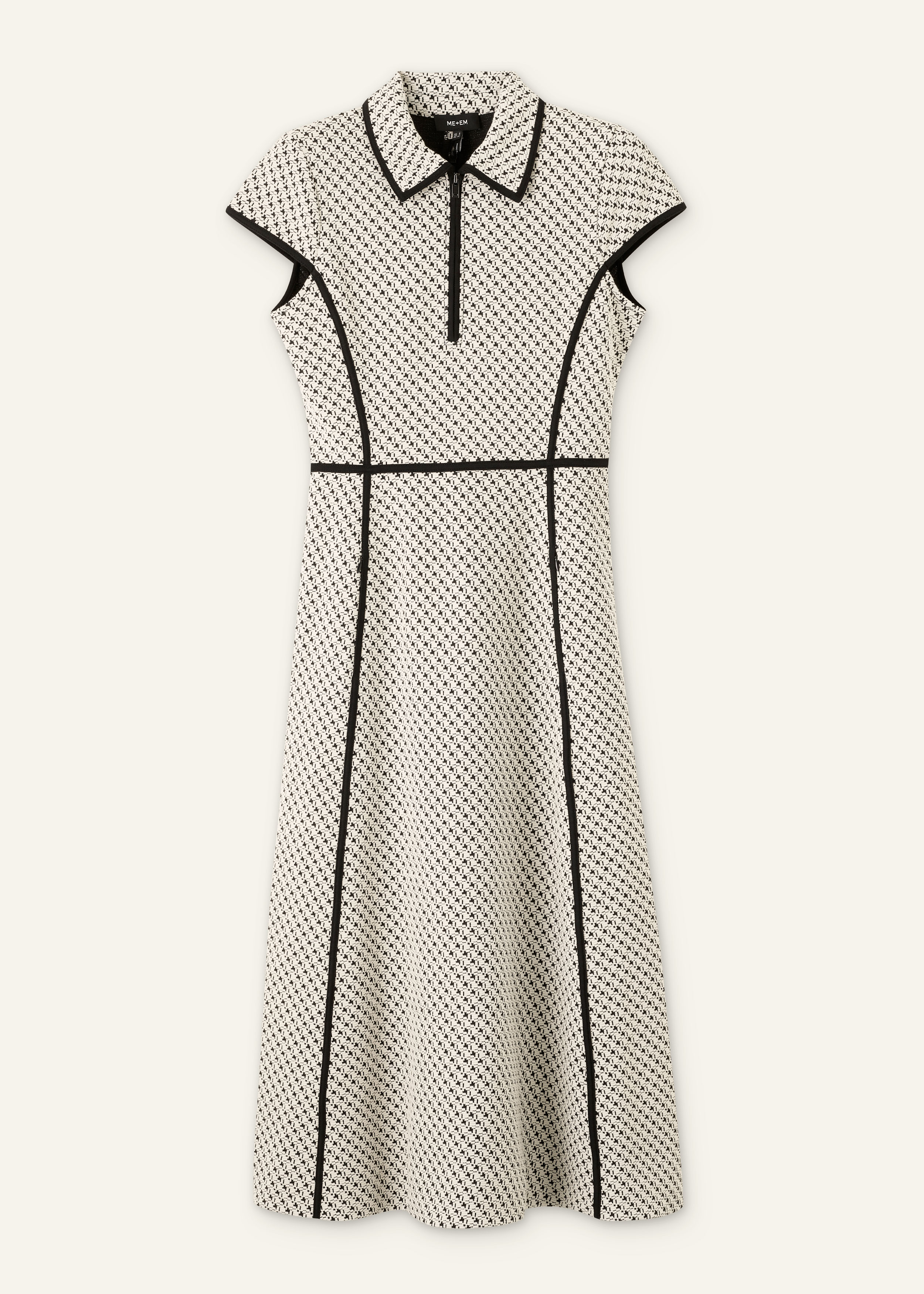 ME+EM Jacquard Fit And Flare Midi Dress - Black/Cream ME+EM Jacquard Fit And Flare Midi Dress - Black/Cream