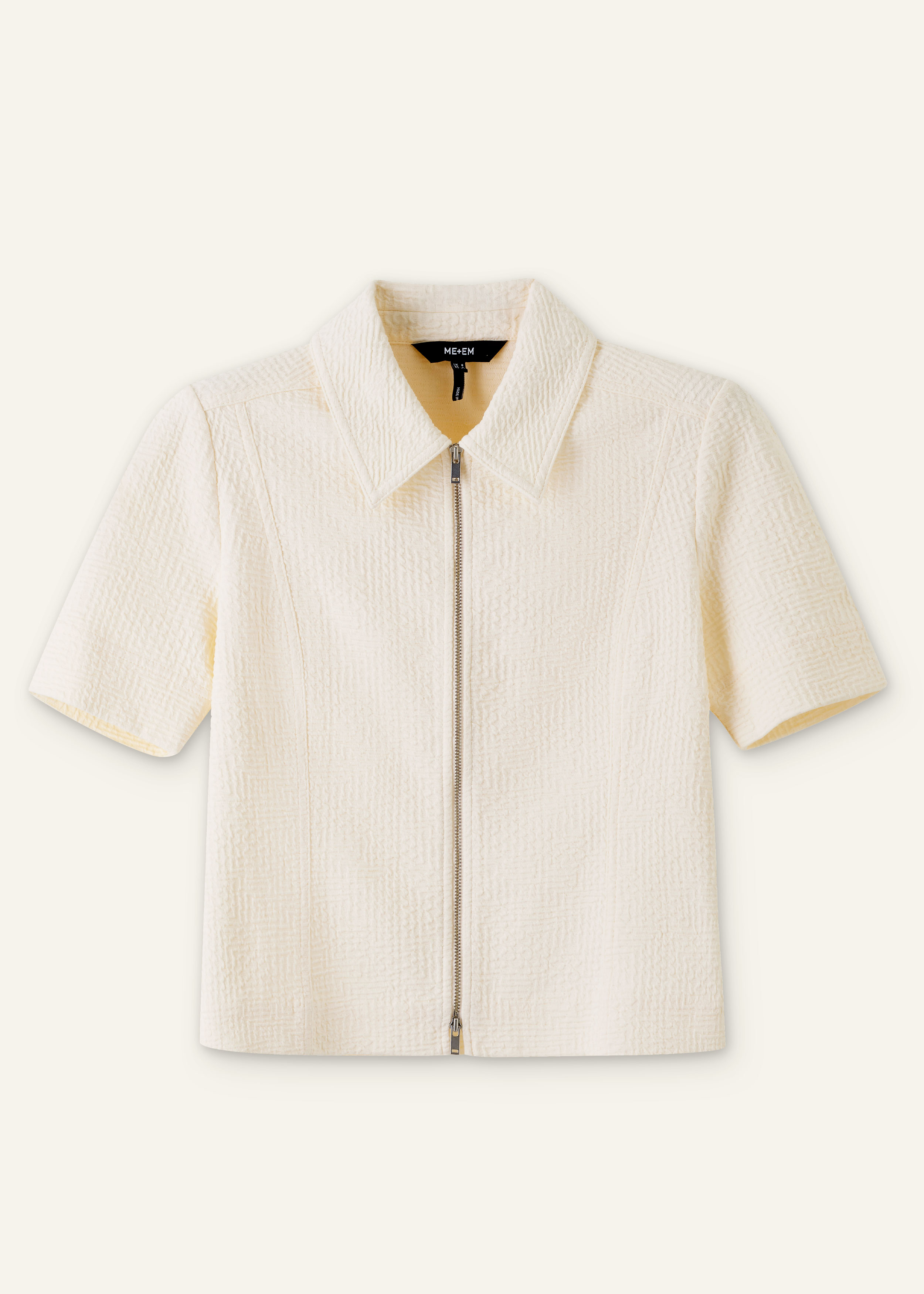 トップス TOO - AME cream shirt Moontreeplanet Women's Cream Textured Ponte Zip Front Top | ME+EM