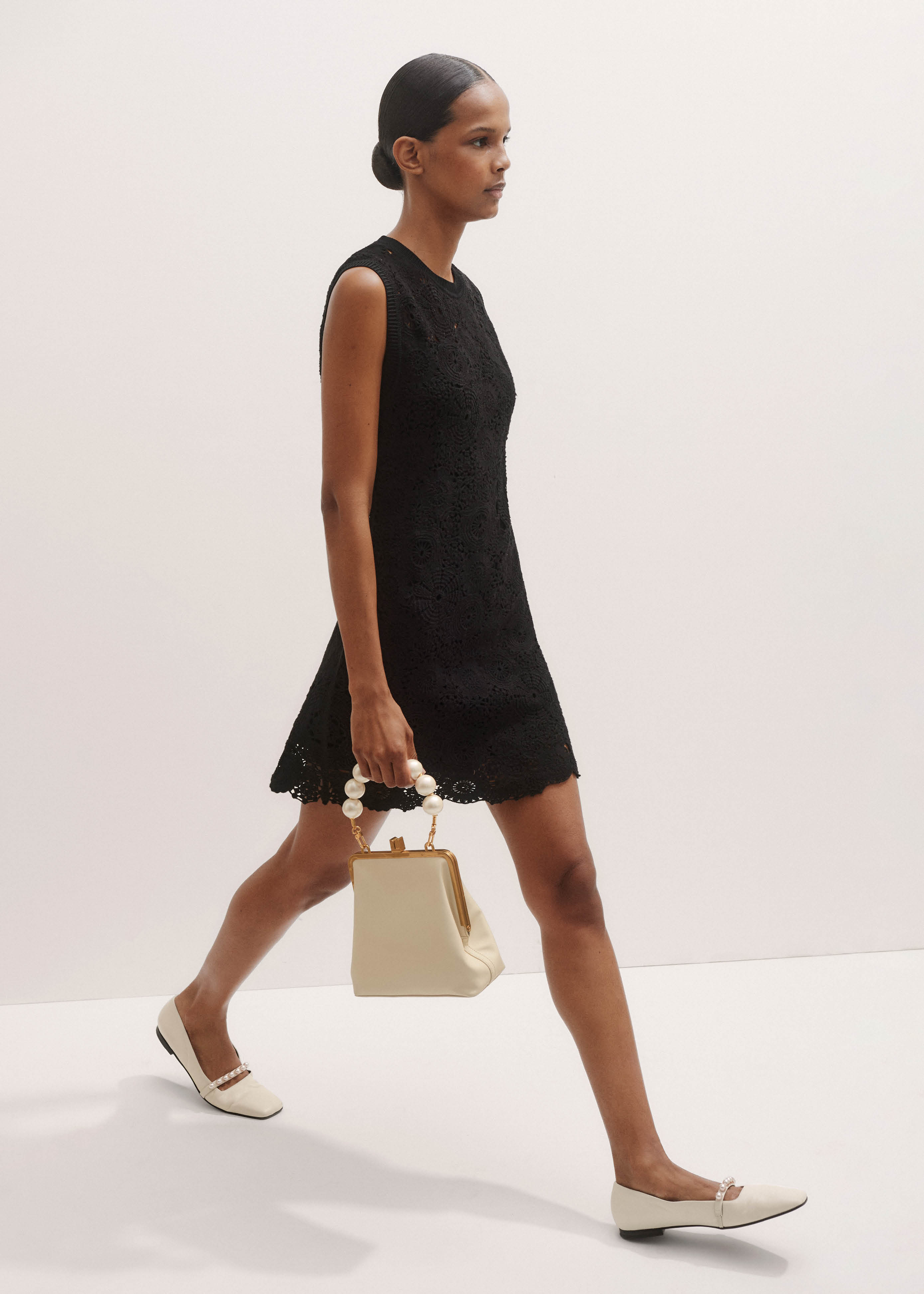 Women's Black Crochet Mini Dress + Slip | ME+EM