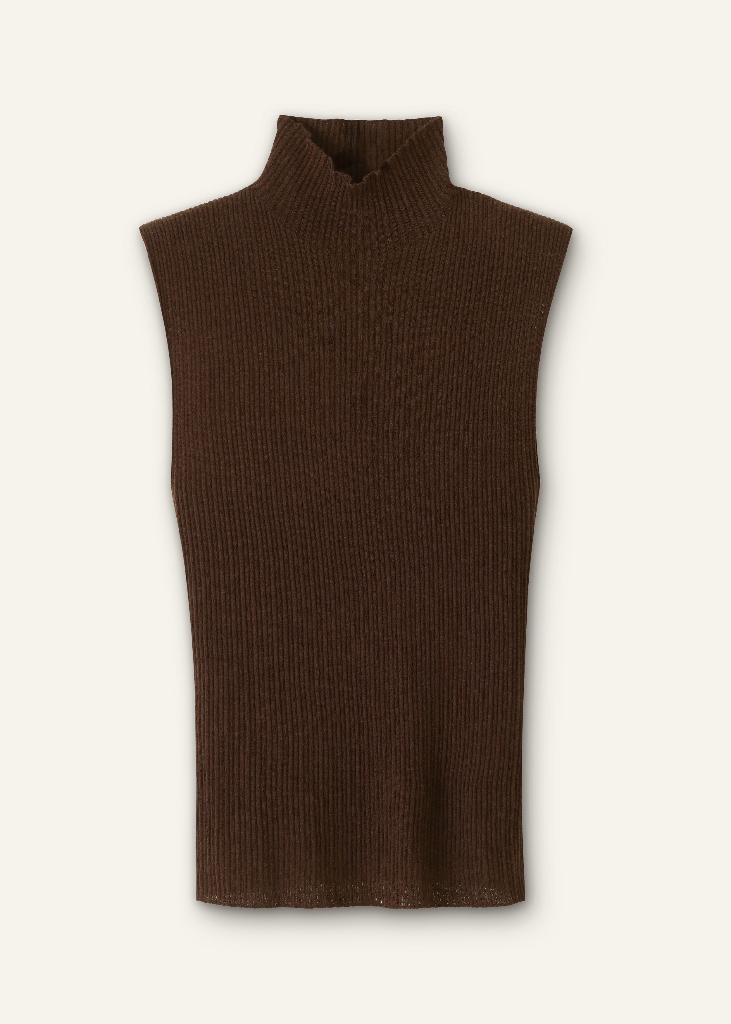 Women's Brown Barely There Rib High Neck Tank | ME+EM