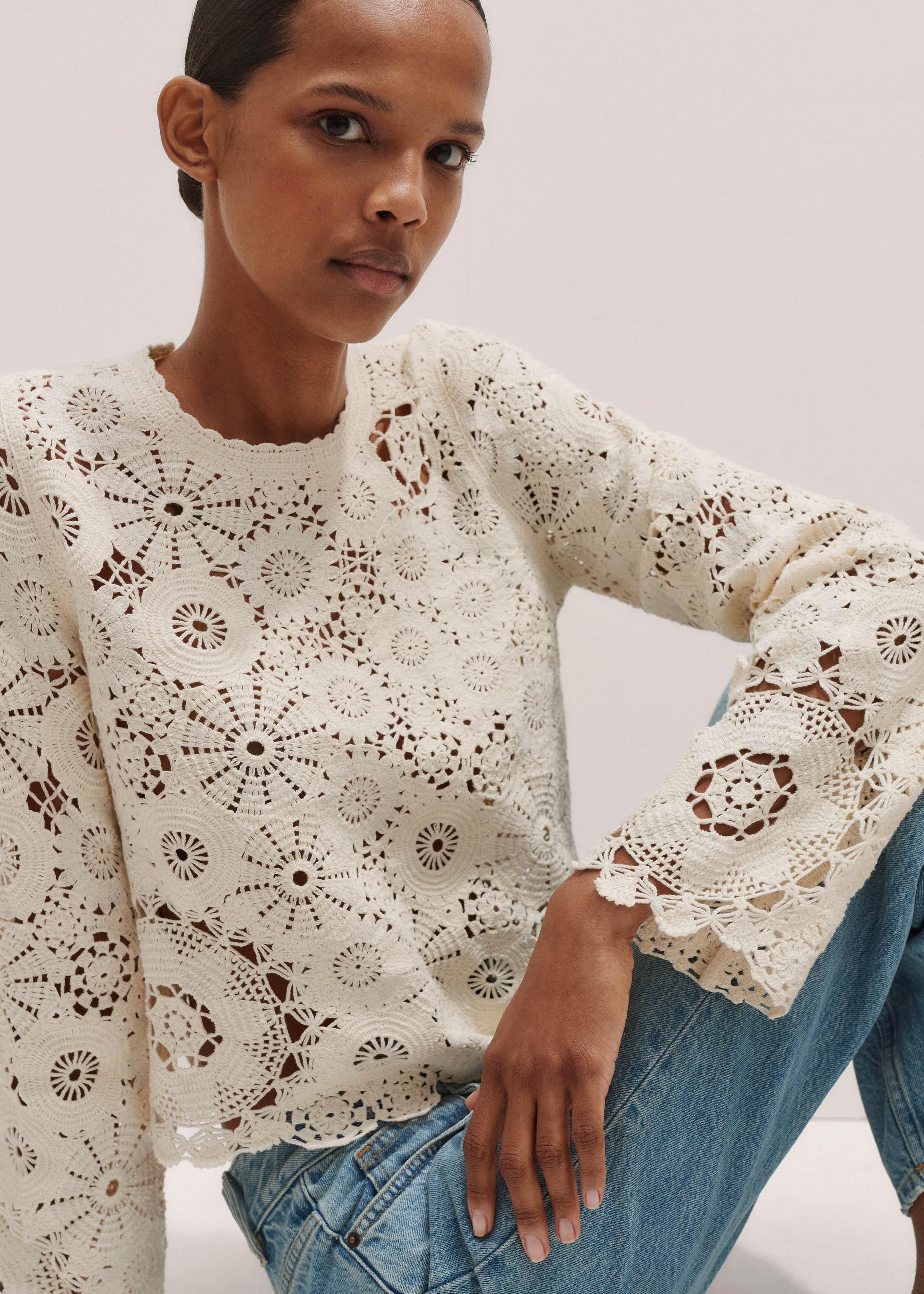 meer. メーア FLOWER LACE TOPS New Guess Marciano Amore Off Shoulder Lace Floral White Top