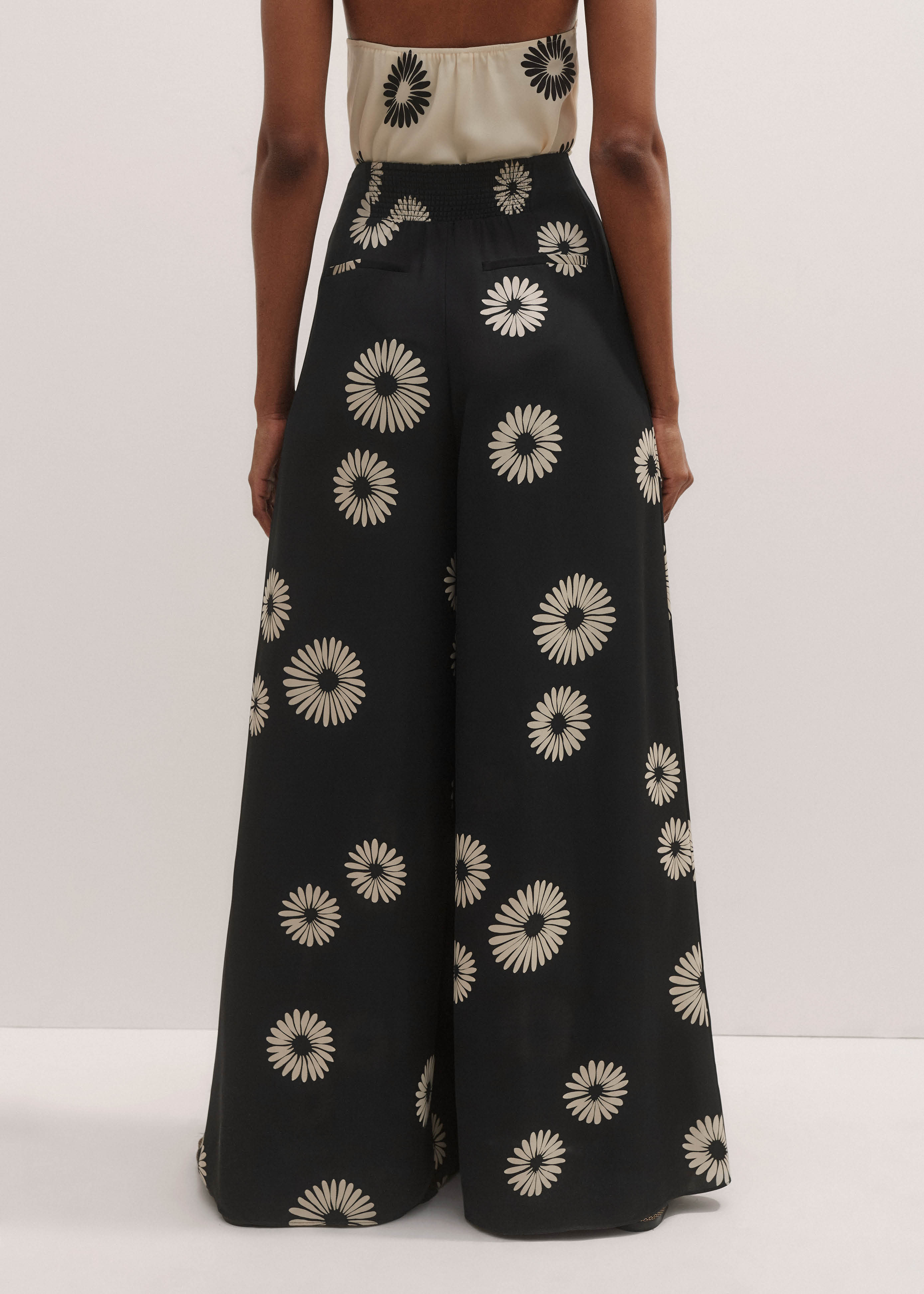 【COLOR iN ID】Daisy Flower Wide Pants Daisy Wide Leg Jeans - Green Floral High Waisted Pants