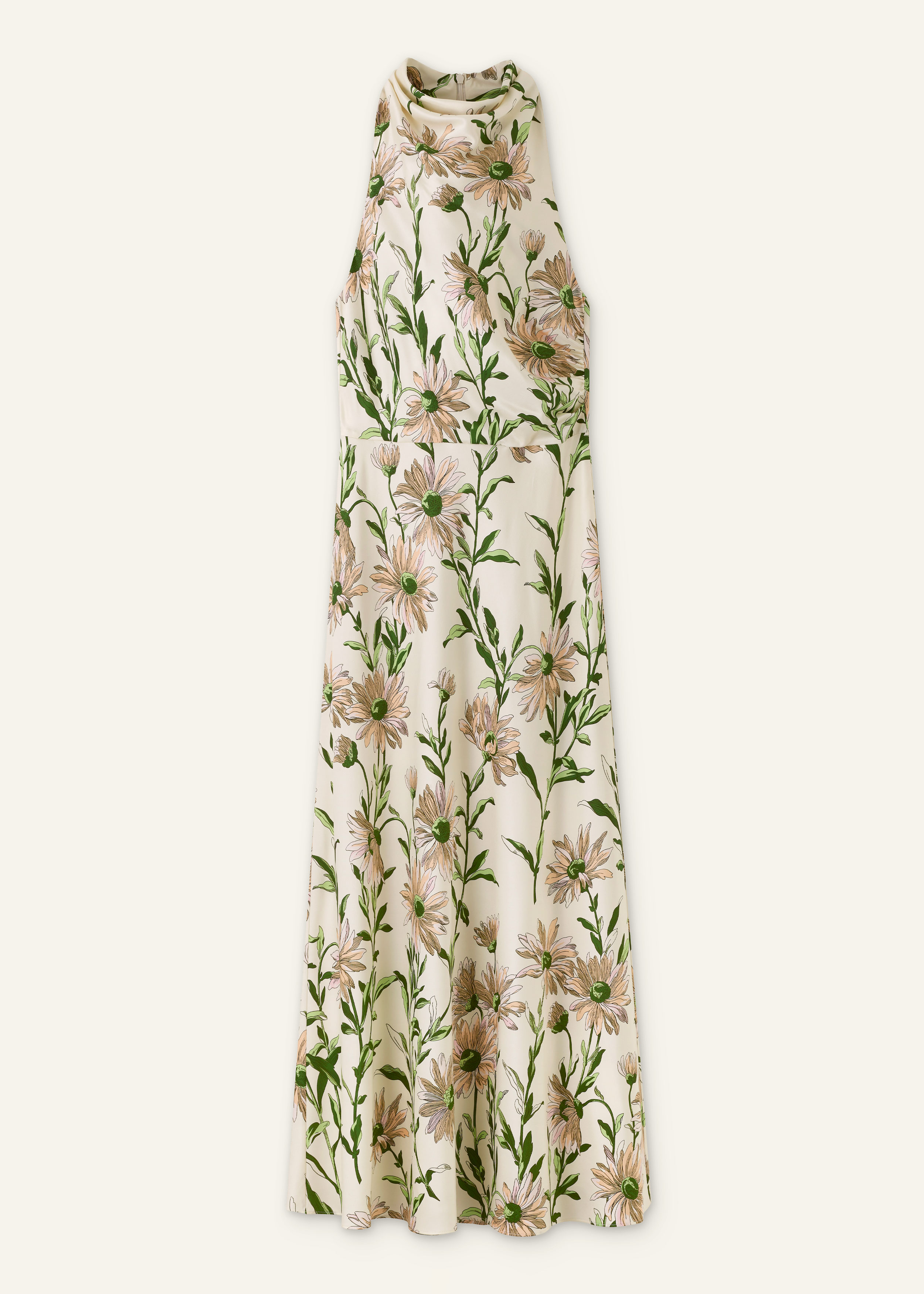 me and em green silk dress ME+EM Draped Halterneck Maxi Dress Golden Olive Green - Women's - Silk Satin