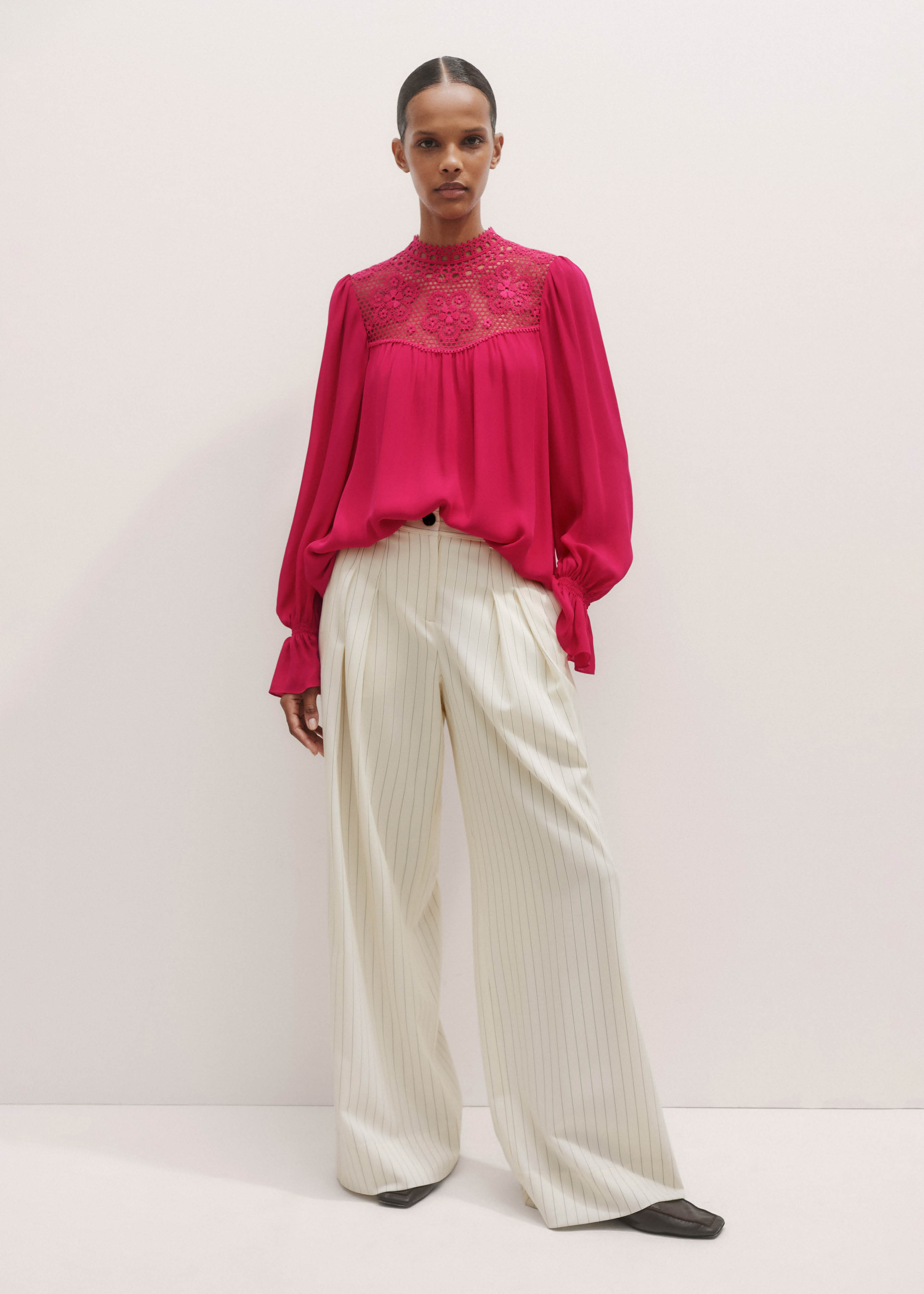 【mika 】【CLANE】MESH FORM SLEEVE BLOUSE CLANE（クラネ）の「【CLANE/クラネ】MESH FORM SLEEVE BLOUSE