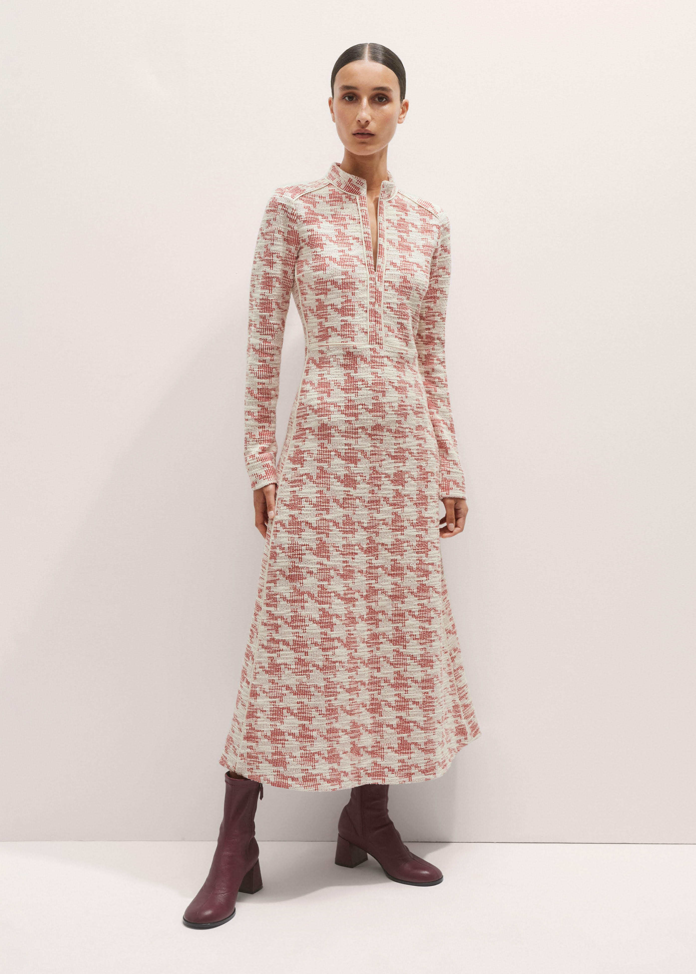 Women's Pink Soft Cord Pleated Midi Dress | ME+EM