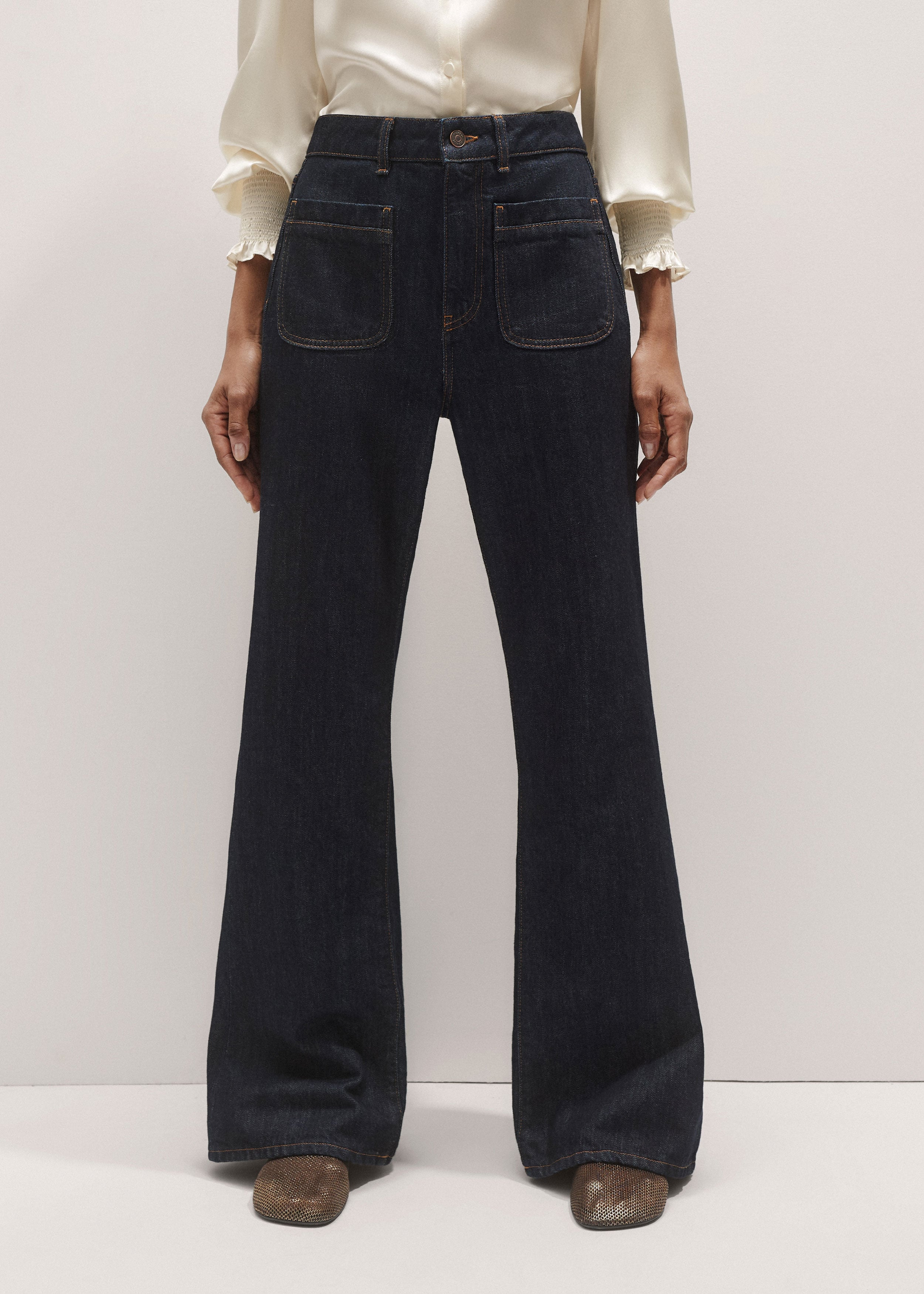 Women's Blue Subtle Flare Jean | ME+EM